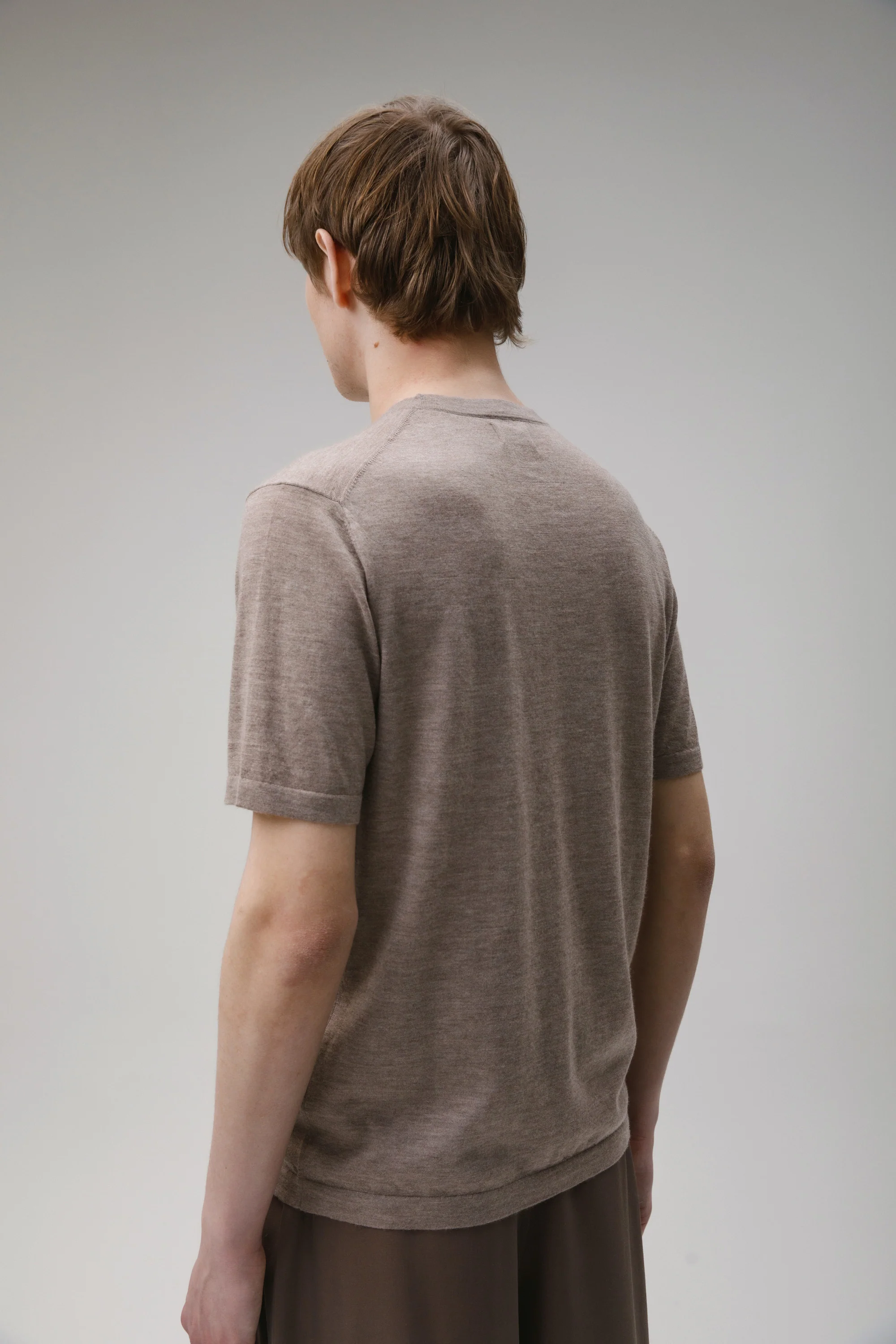 Unisex Boxy Cashmere T-Shirt - Taupe - Image 3
