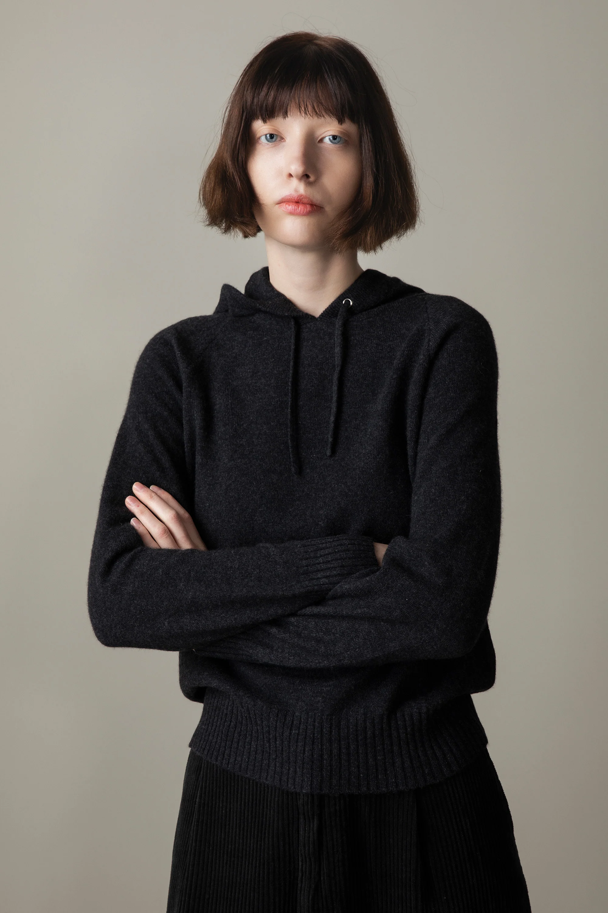 Unisex Cashmere Hoodie - Charcoal - Image 2