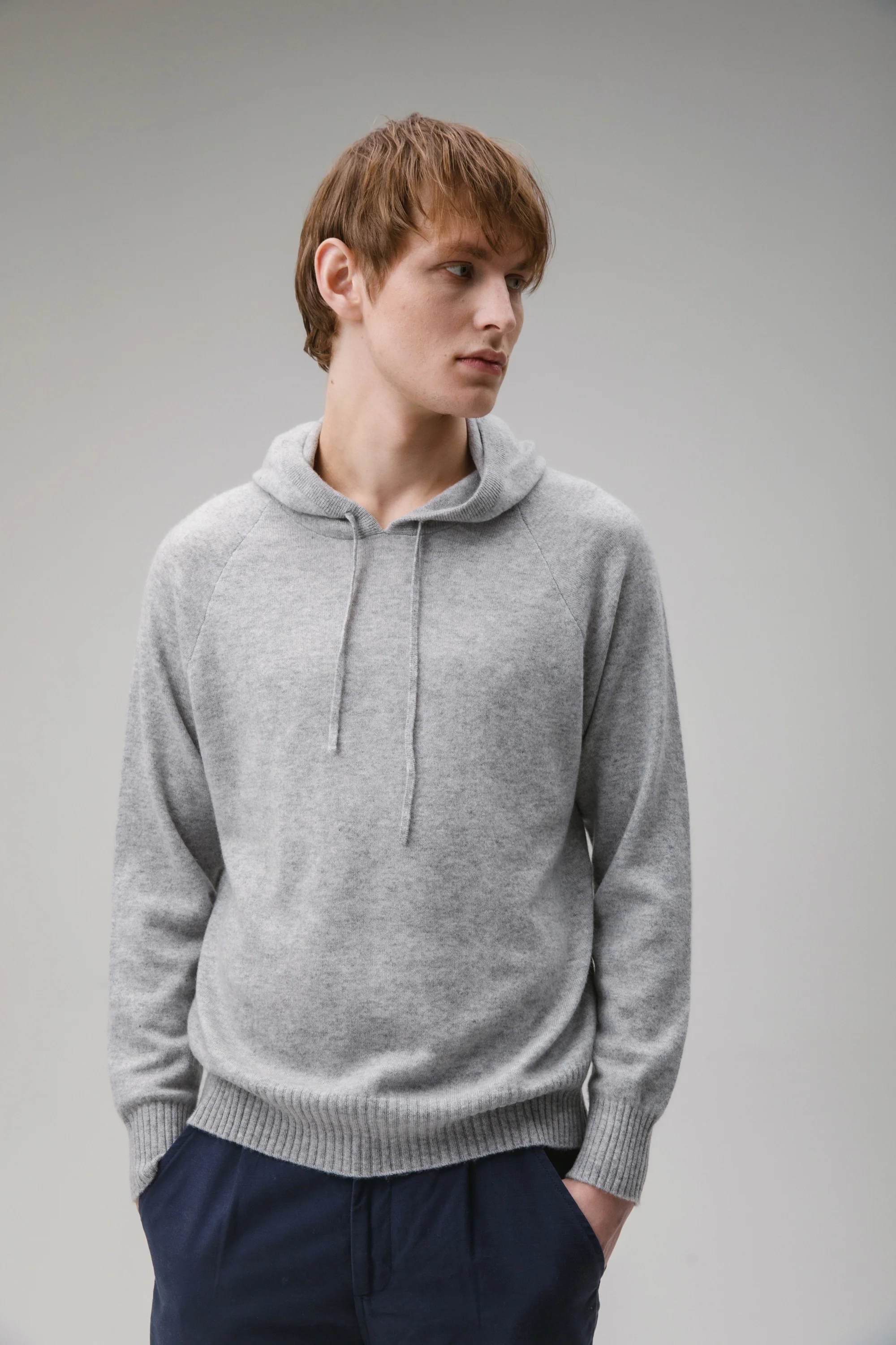 Unisex Cashmere Hoodie - Light Grey