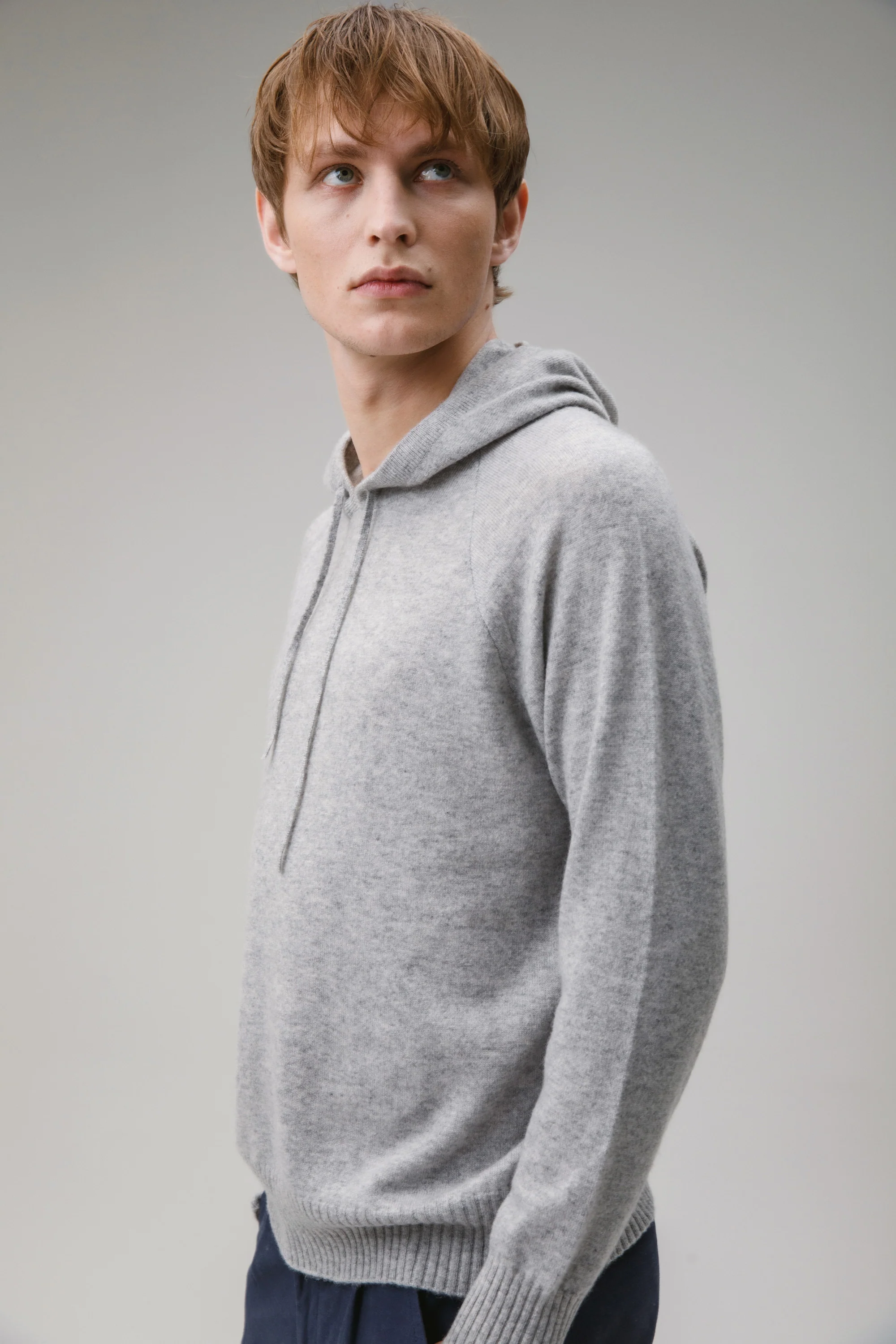Unisex Cashmere Hoodie - Light Grey - Image 2