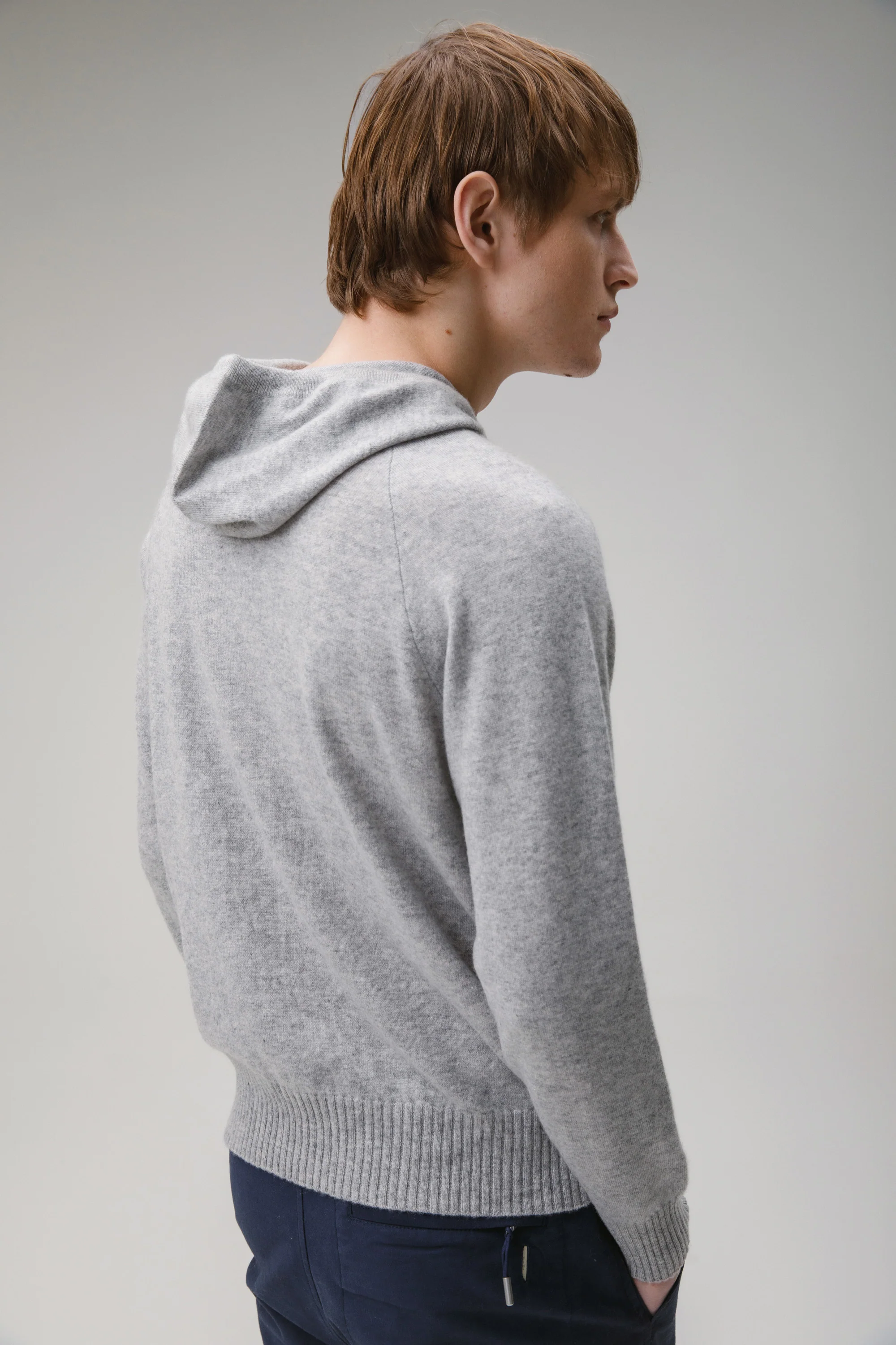 Unisex Cashmere Hoodie - Light Grey - Image 3