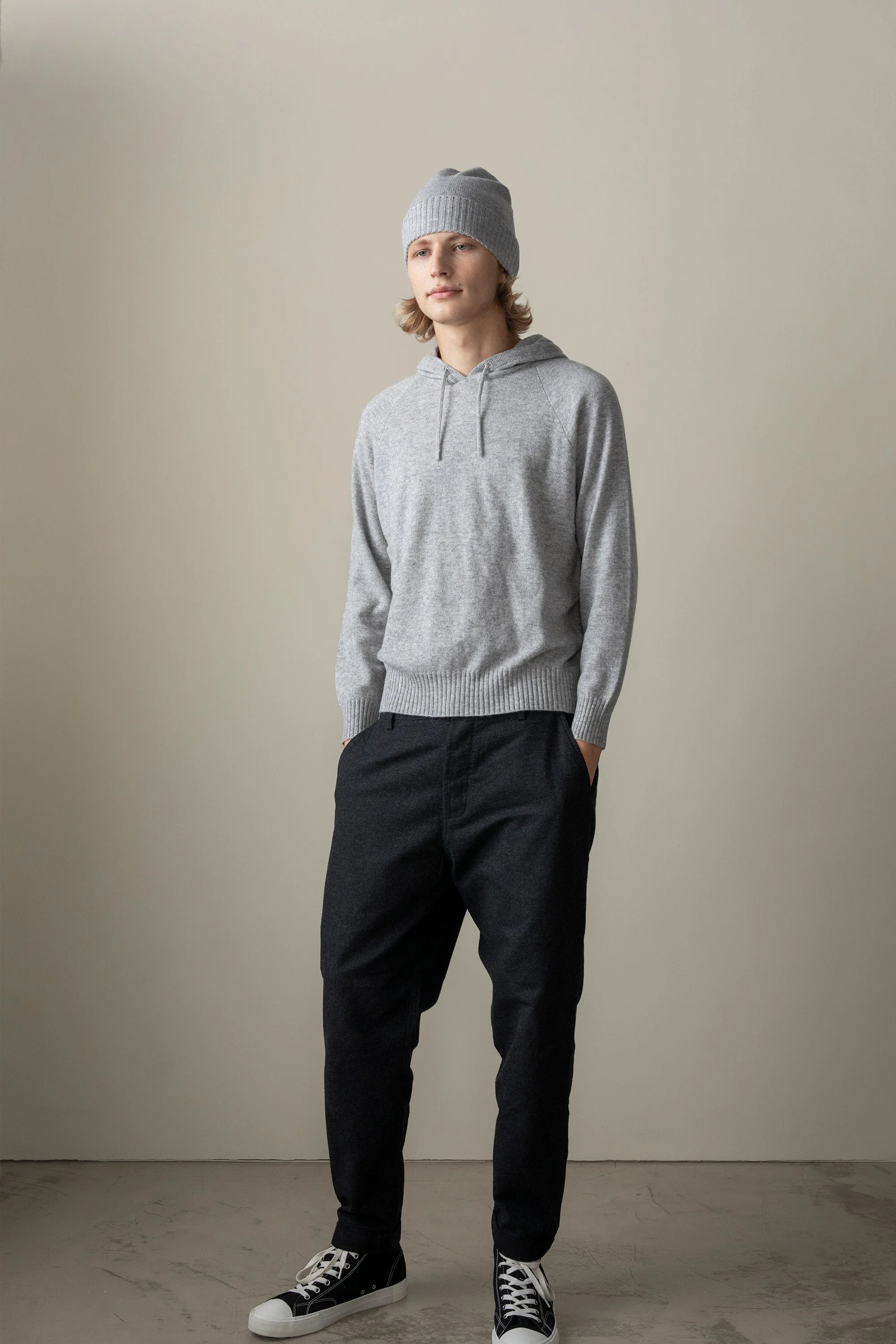 Unisex Cashmere Hoodie - Light Grey - Image 5