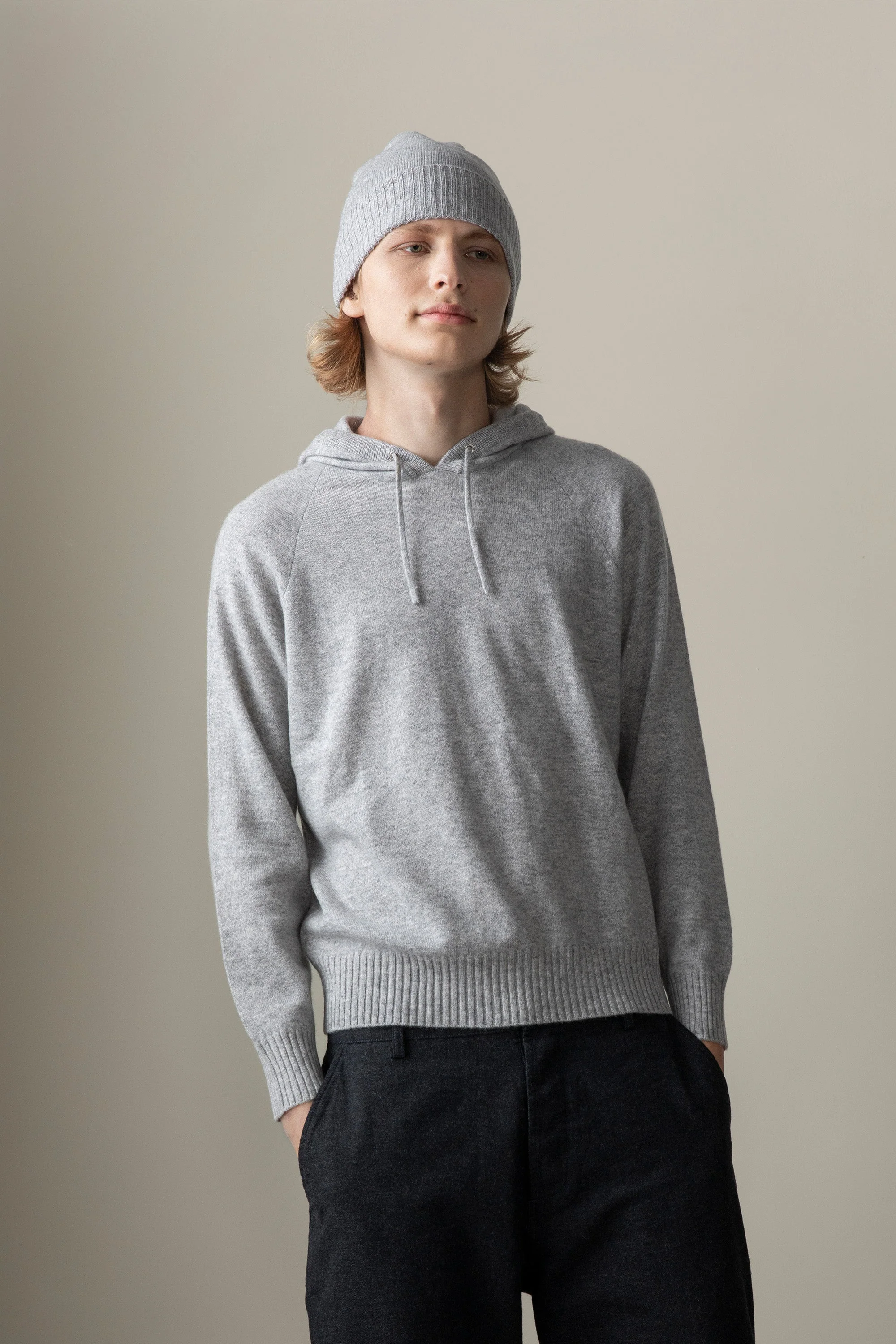 Unisex Cashmere Hoodie - Light Grey - Image 6