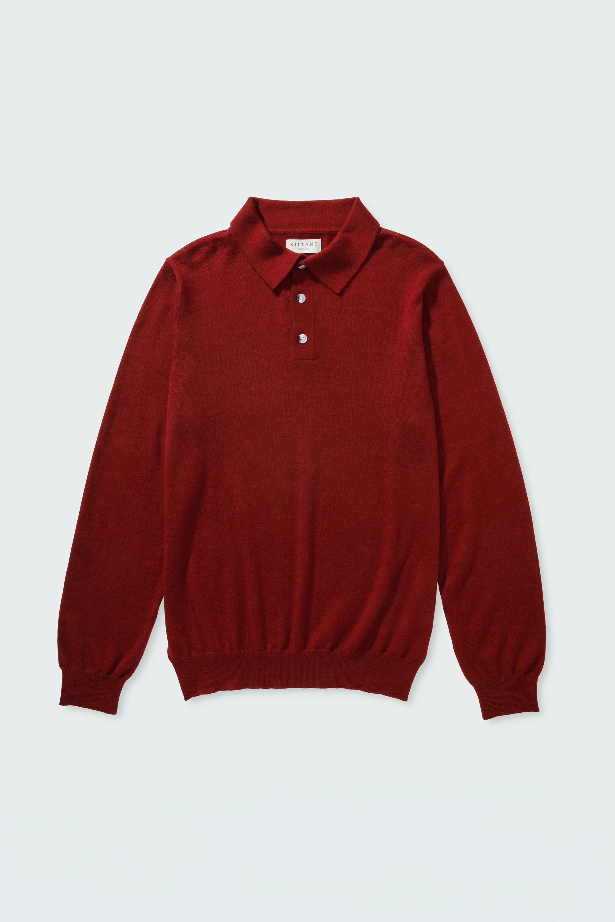 Long Sleeve Cashmere Polo - Merlot - Image 7
