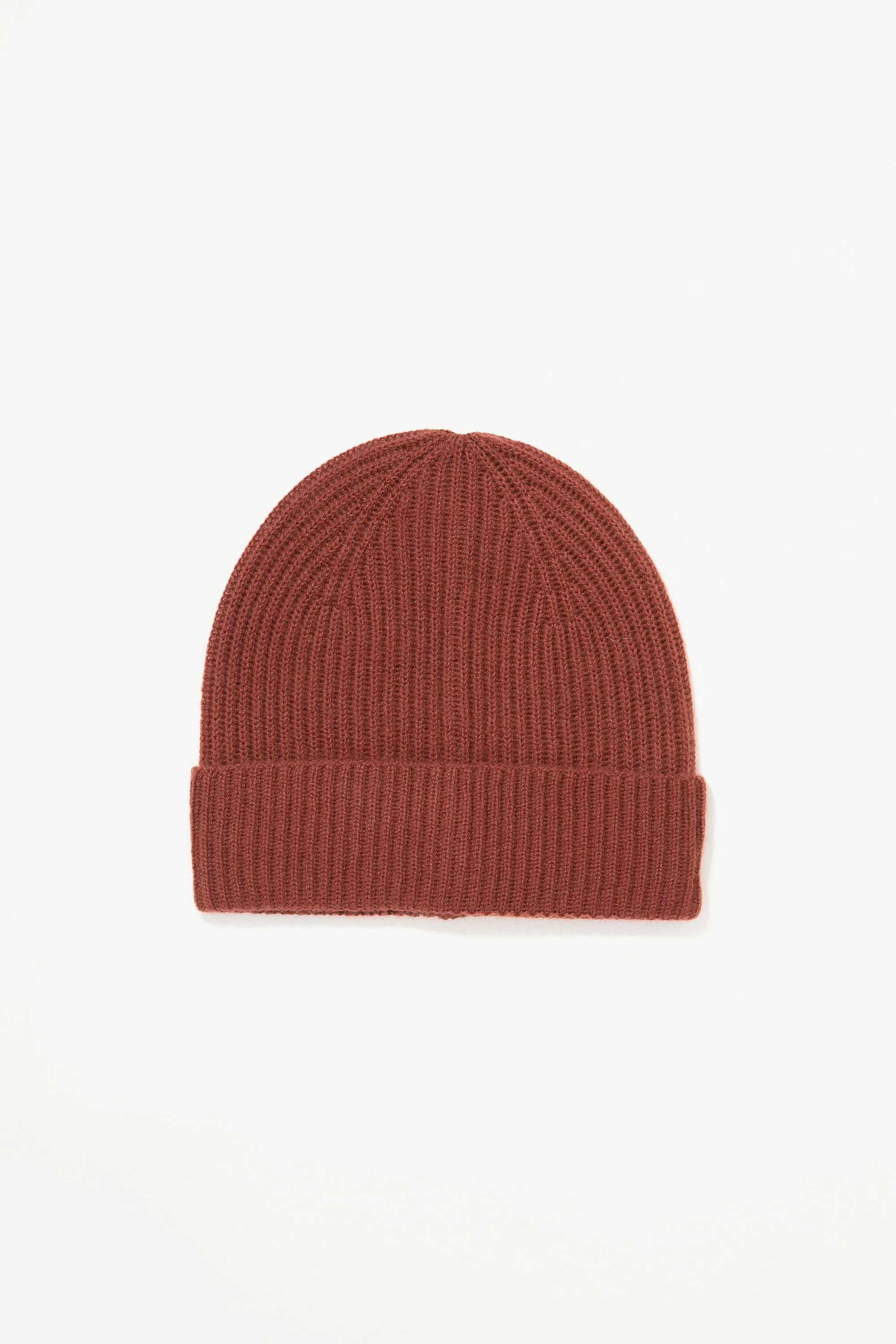 Unisex Cashmere Ribbed Beanie Hat - Clay - Image 4