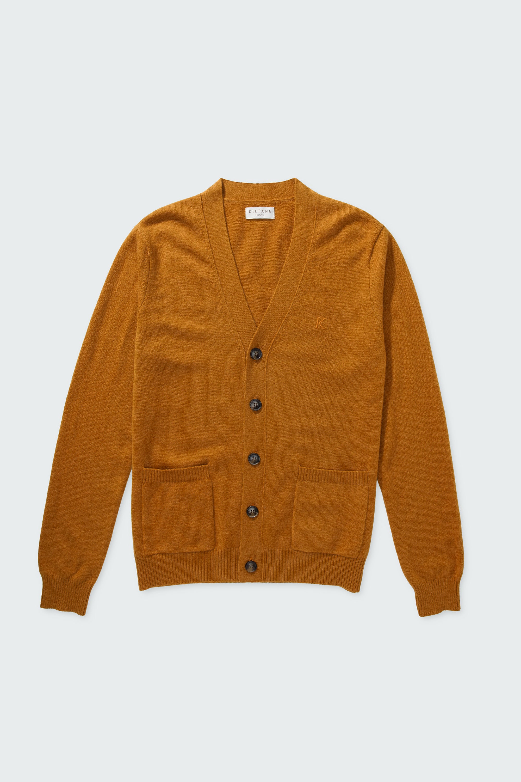 Unisex V Neck Pocket Cashmere Cardigan - Gingersnap - Image 9