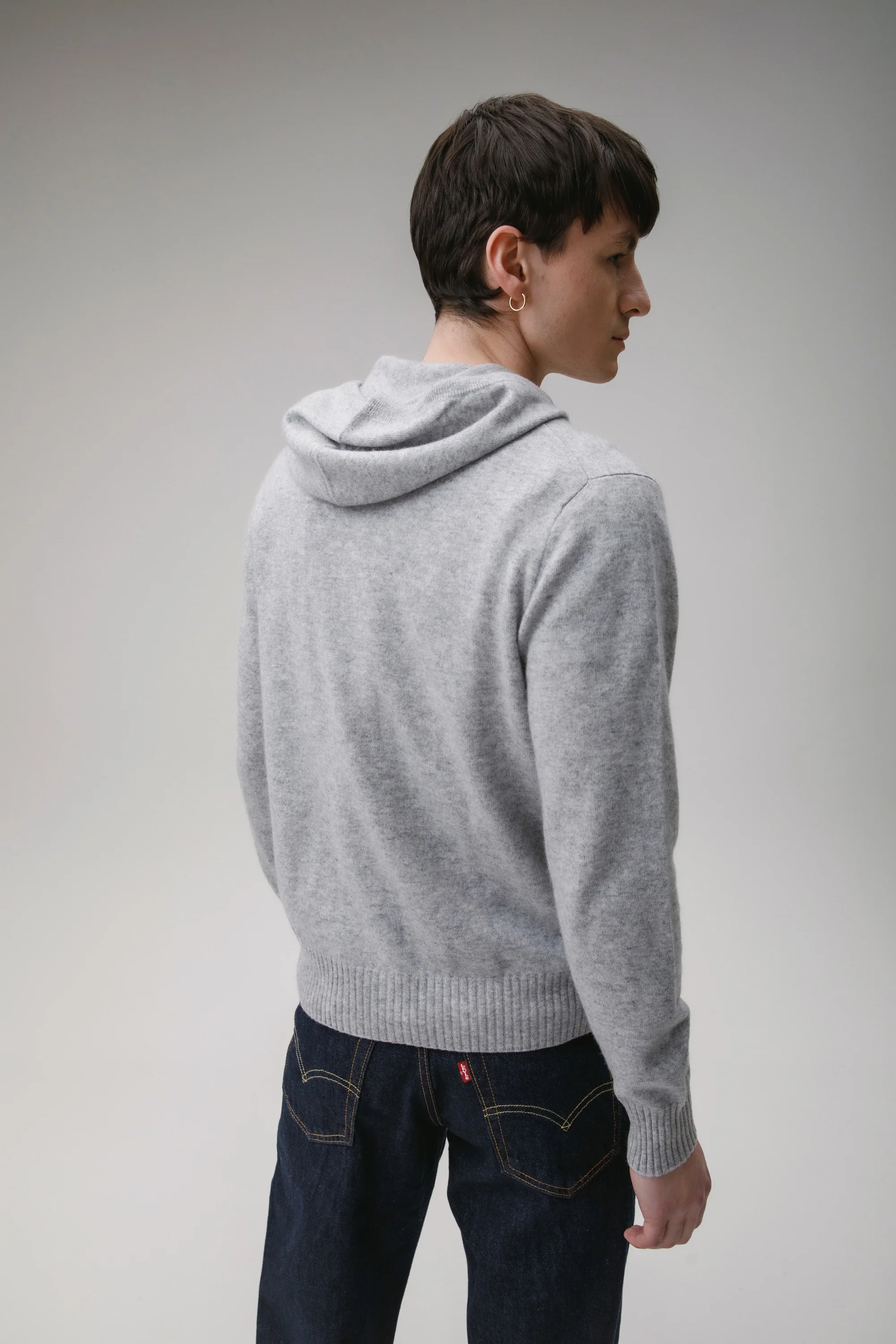 Unisex Cashmere Zip Hoodie - Light Grey - Image 3