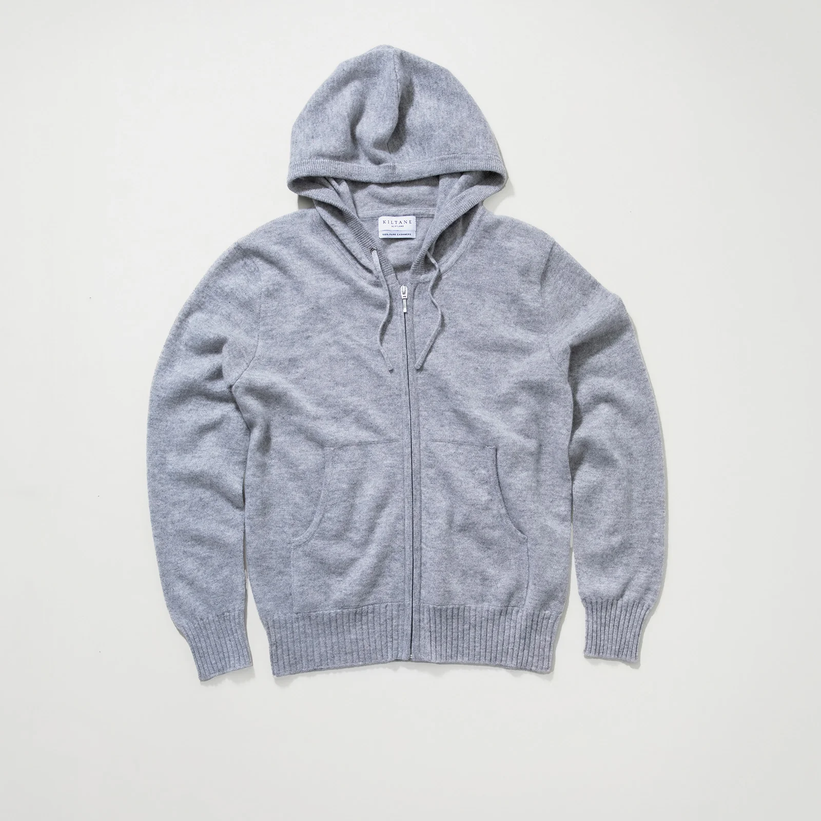 Unisex Cashmere Zip Hoodie - Light Grey - Image 7