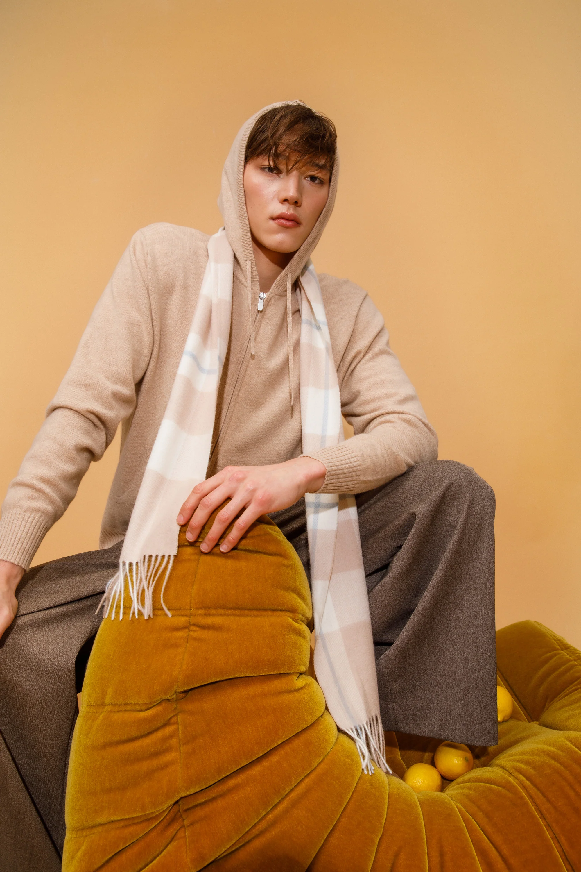 Unisex Cashmere Zip Hoodie - Vicuna