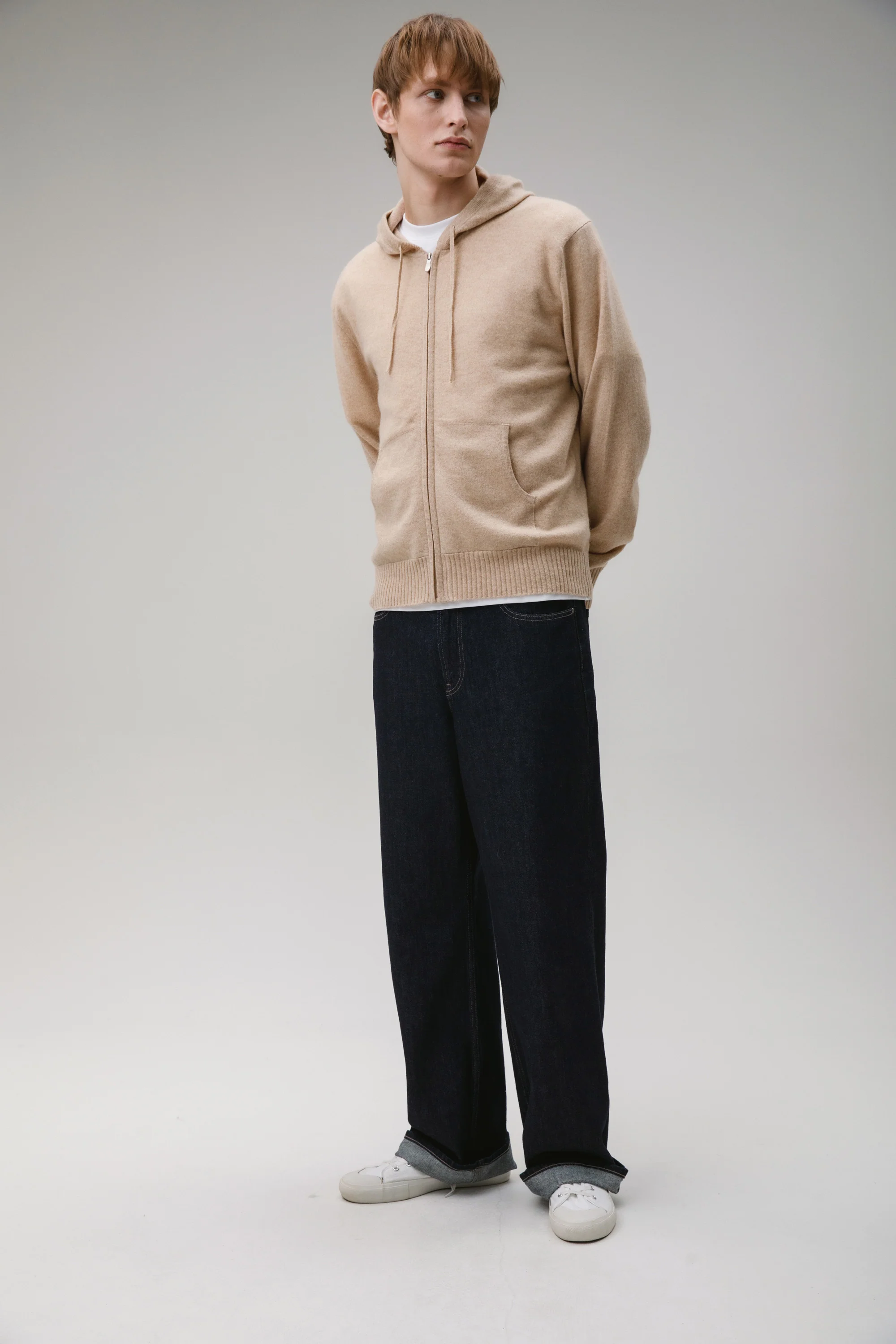 Unisex Cashmere Zip Hoodie - Vicuna - Image 3