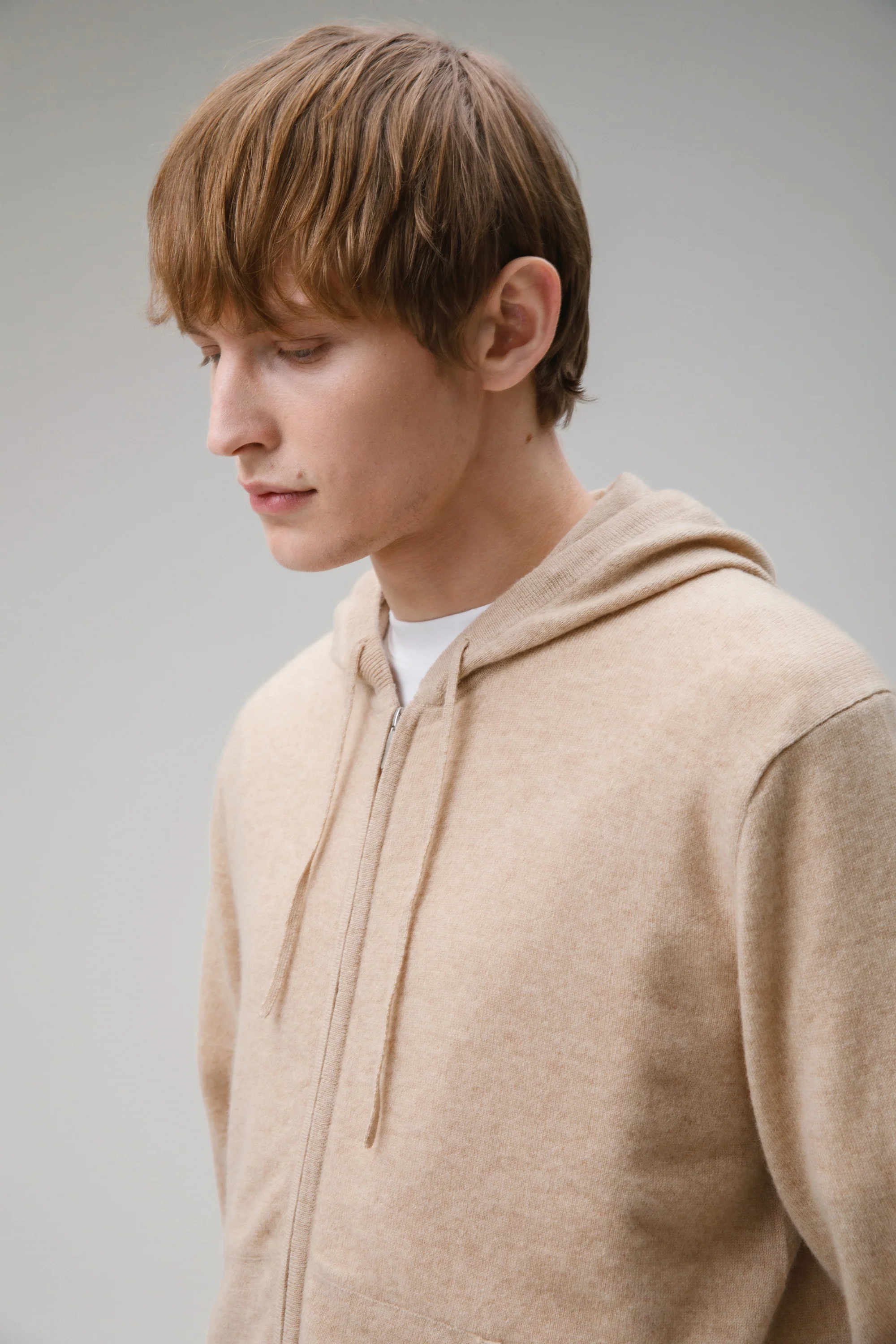 Unisex Cashmere Zip Hoodie - Vicuna - Image 5