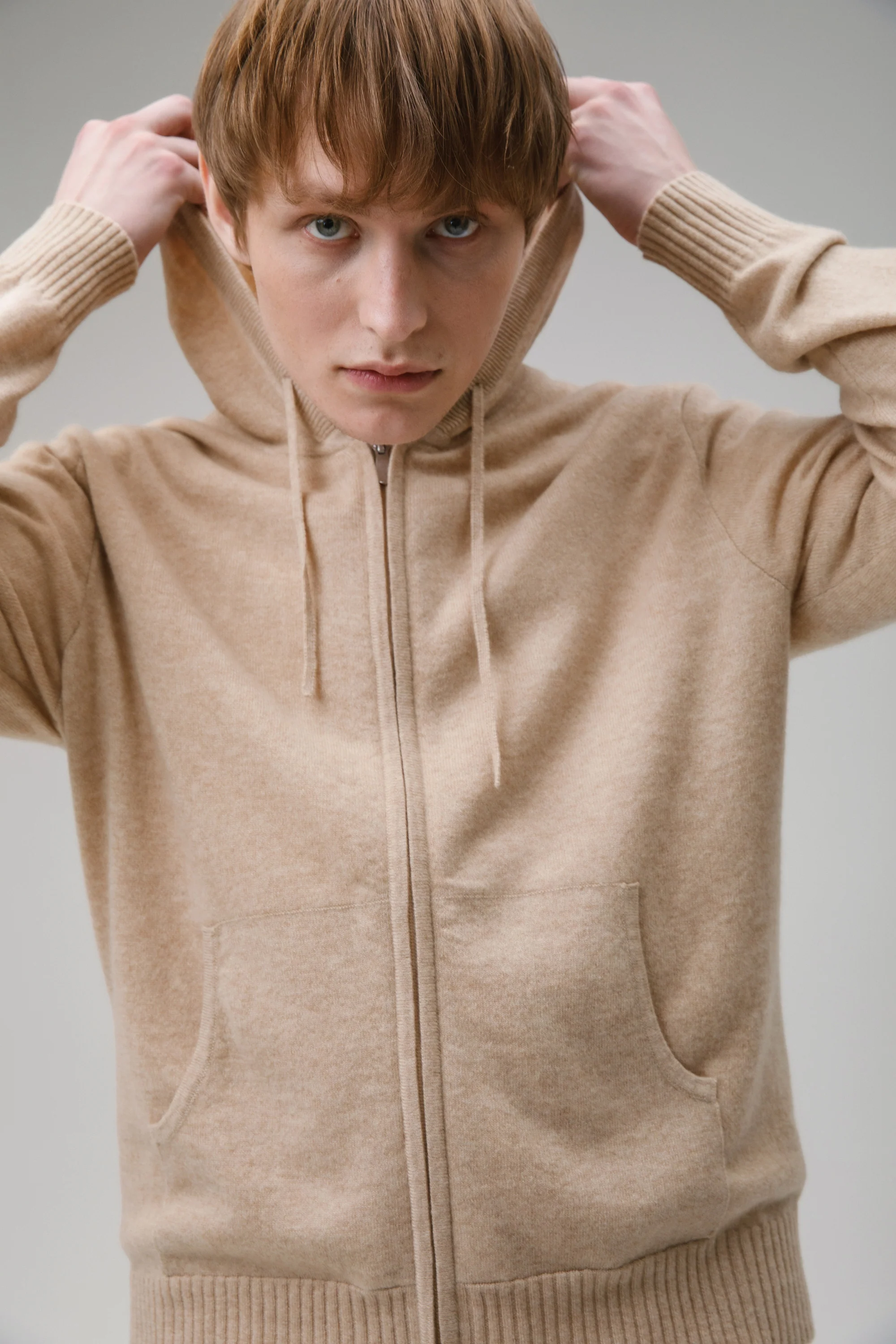 Unisex Cashmere Zip Hoodie - Vicuna - Image 6