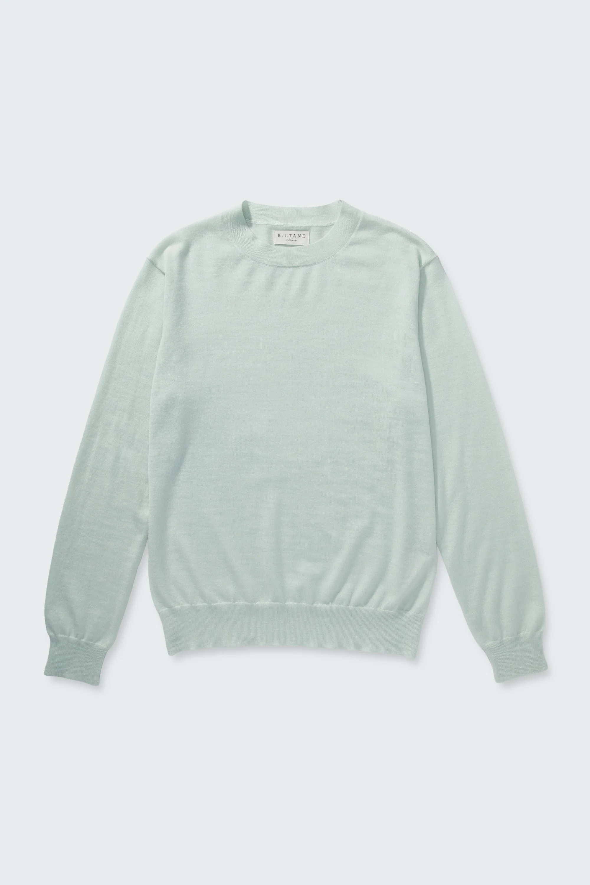 Unisex Lightweight Cashmere Crew Neck Jumper - Pale Green - Image 5