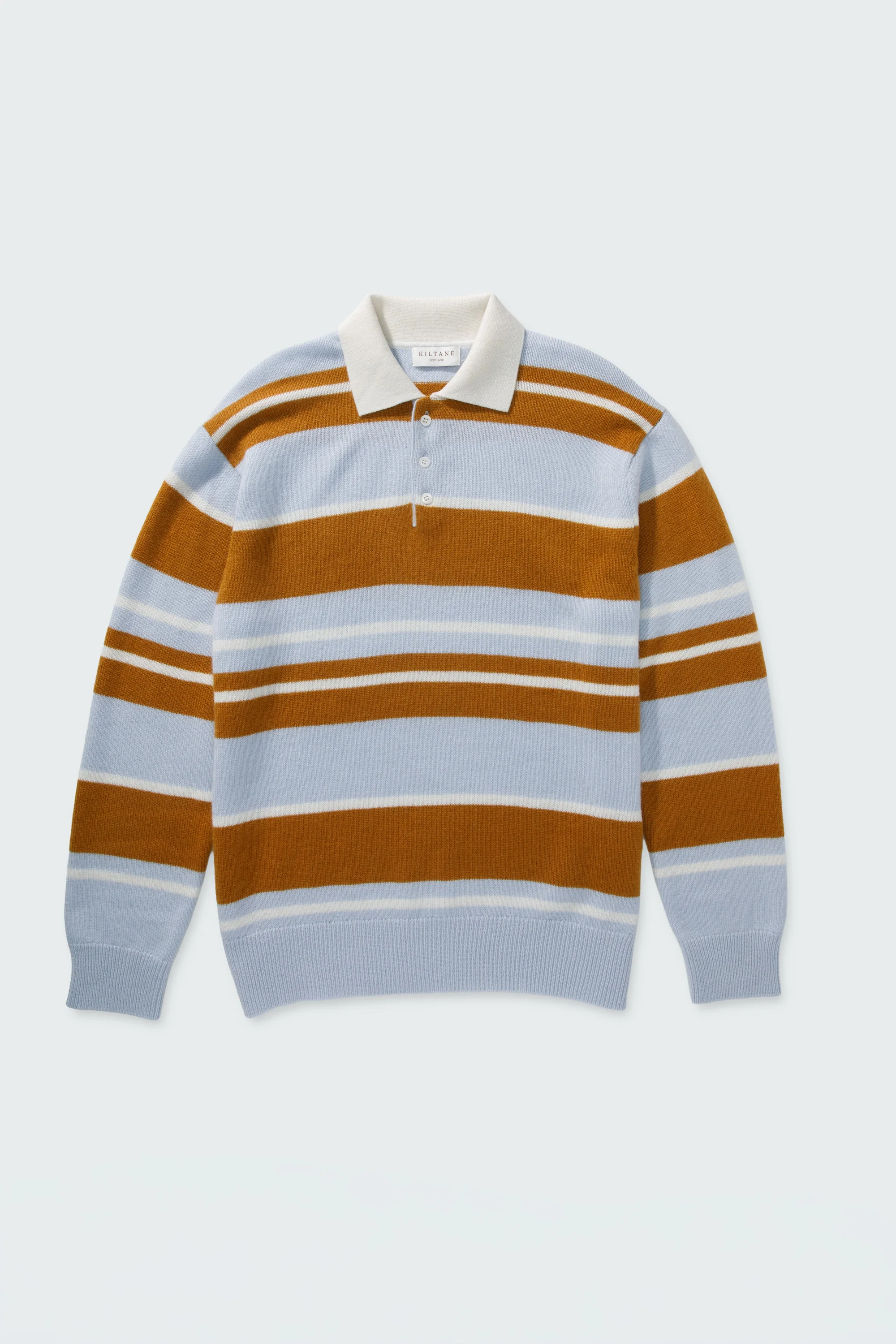 Unisex Stripe Rugby Cashmere Shirt - Blue Aura - Image 9