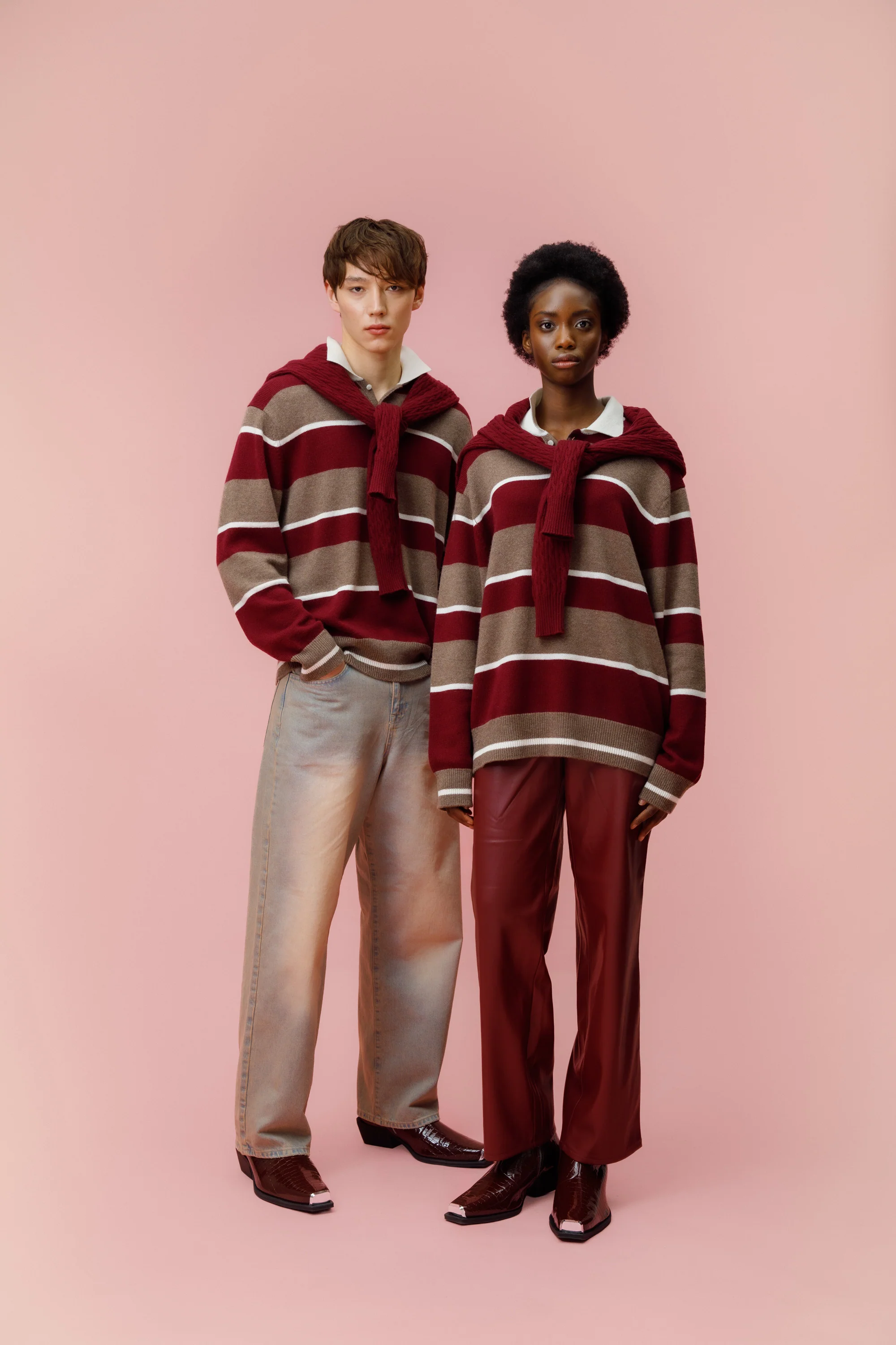 Unisex Stripe Rugby Cashmere Shirt - Squirrel - Image 8