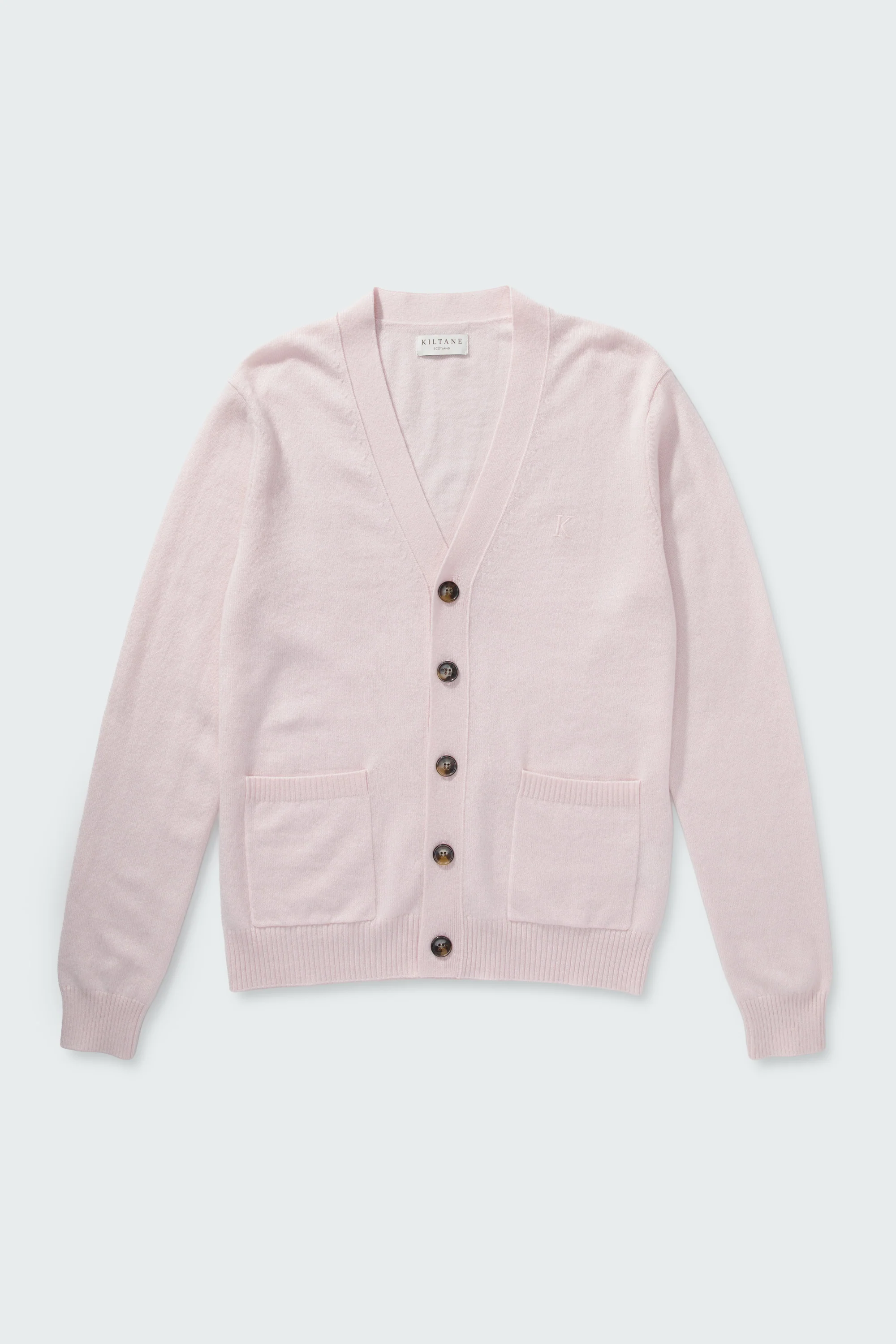 Unisex V Neck Pocket Cashmere Cardigan - Pale Pink - Image 9