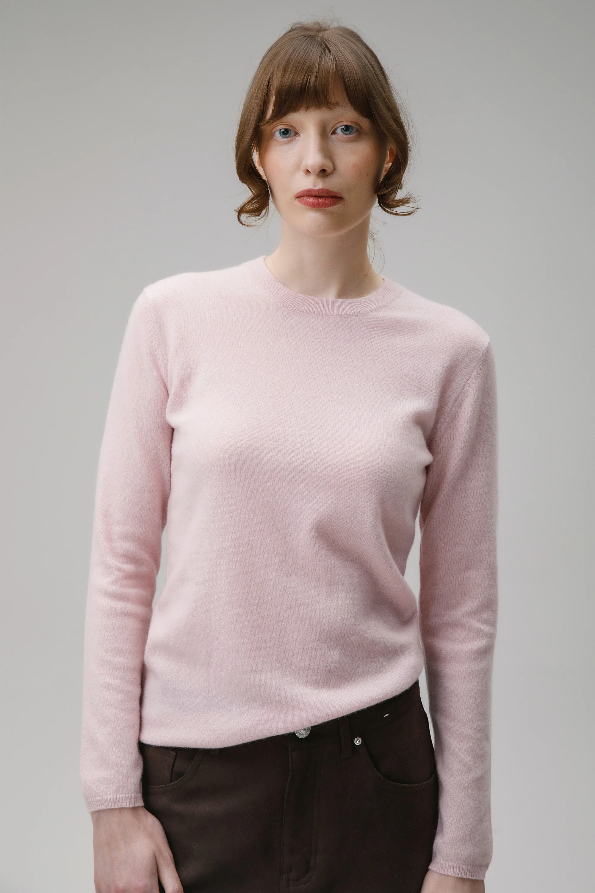 Women's Cashmere Crew Neck Jumper - Pale Lilac