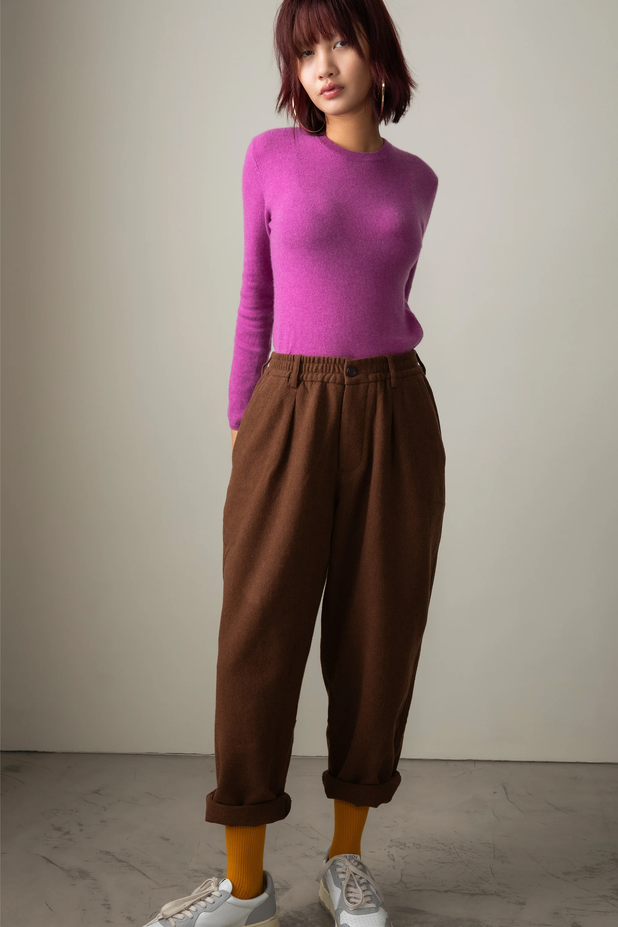 Women's Cashmere Crew Neck Jumper - Raspberry - Image 2