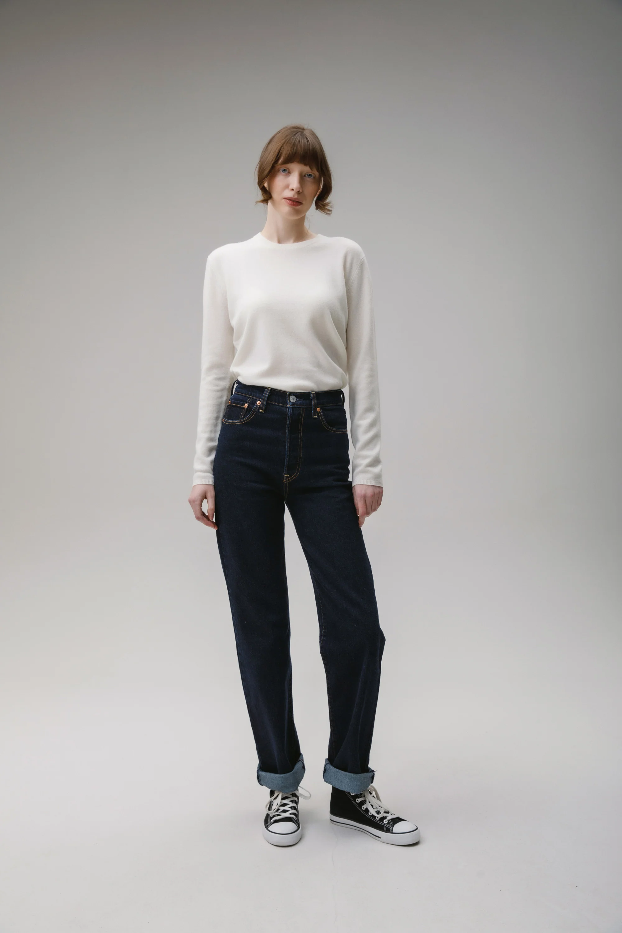 Women's Cashmere Crew Neck Jumper - Soft Cream - Image 4