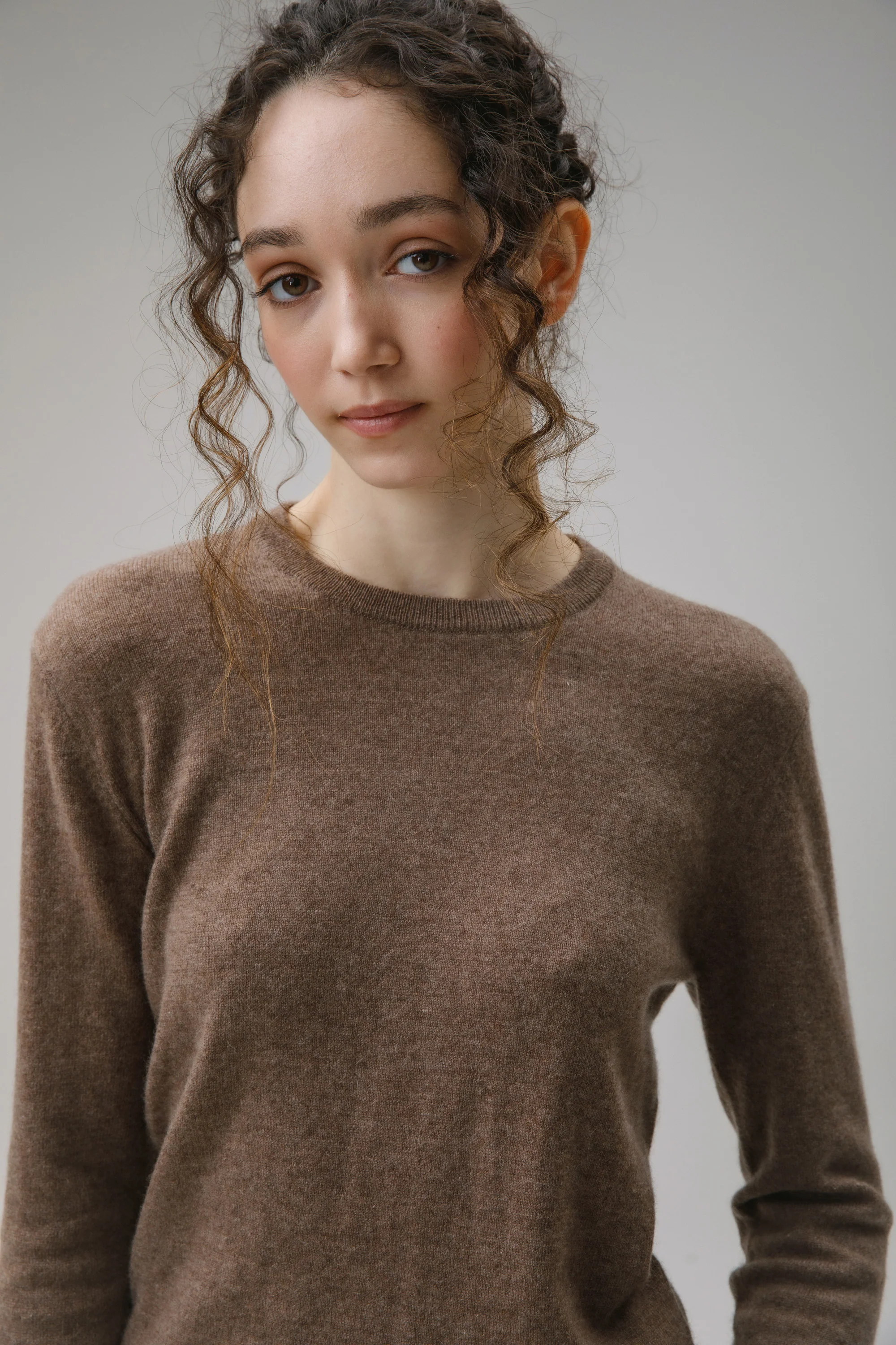 Women's Cashmere Crew Neck Jumper - Squirrel - Image 2