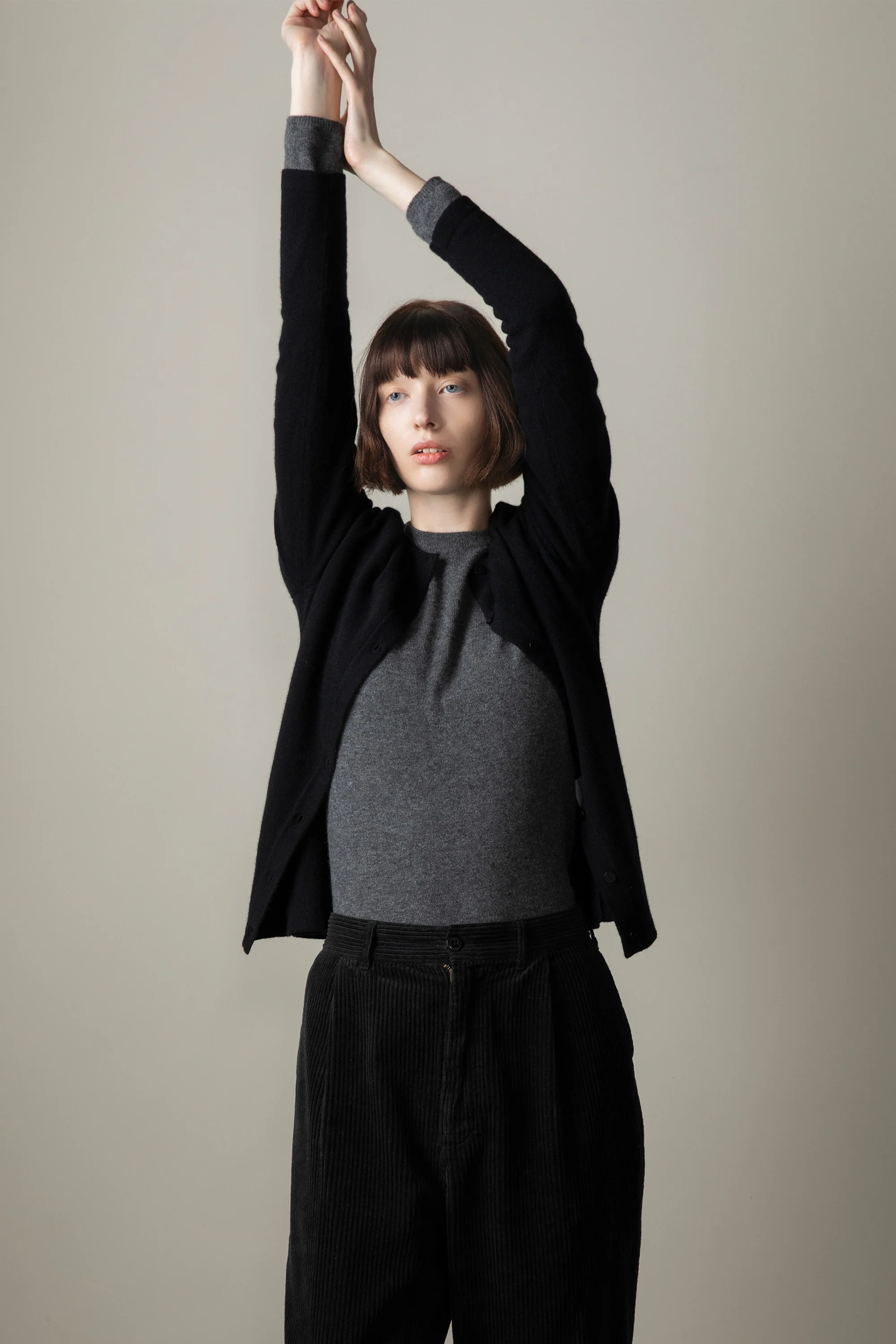 Women's Cashmere High Button Cardigan - Black - Image 2