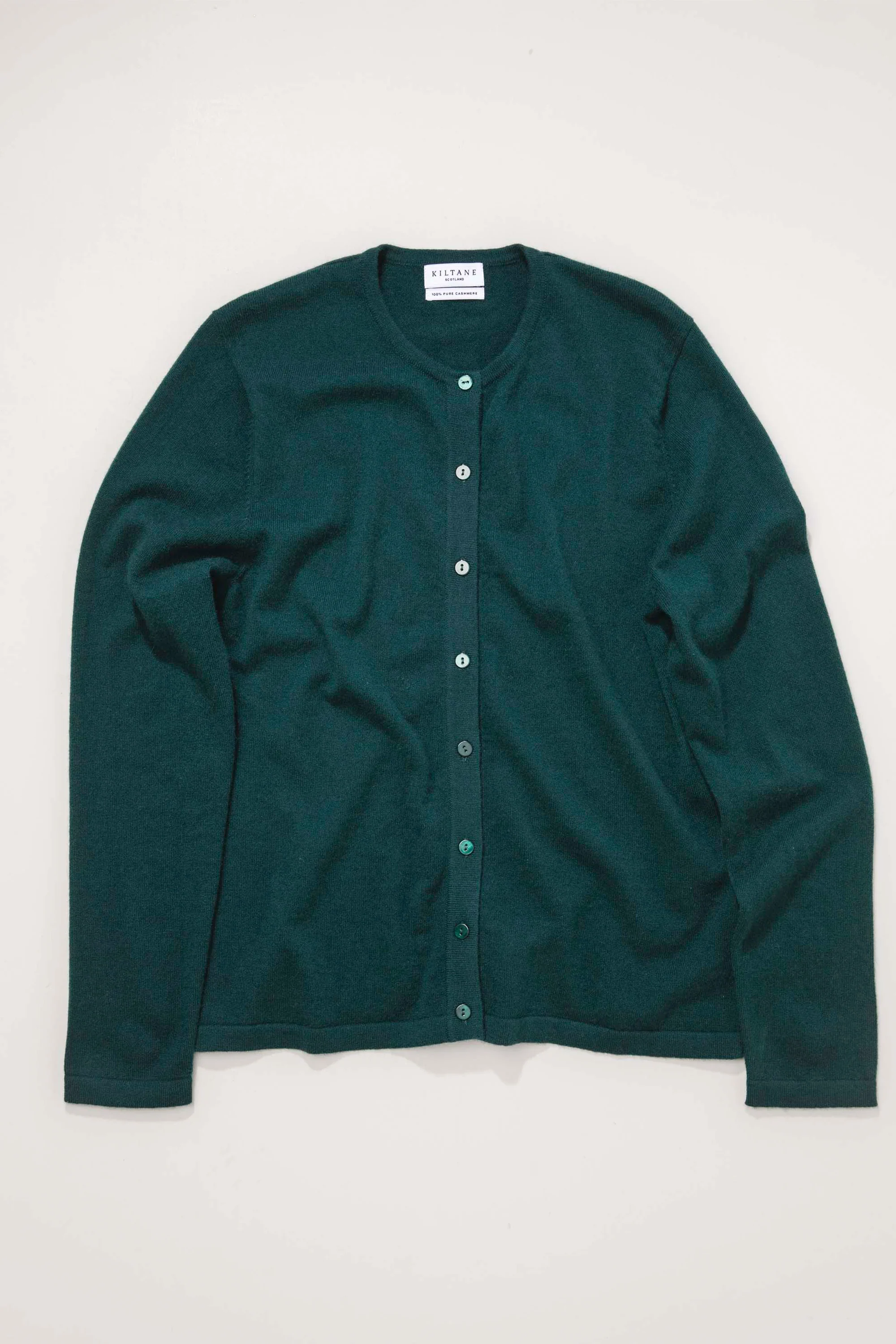 Women's Cashmere High Button Cardigan - Forest Green - Image 3