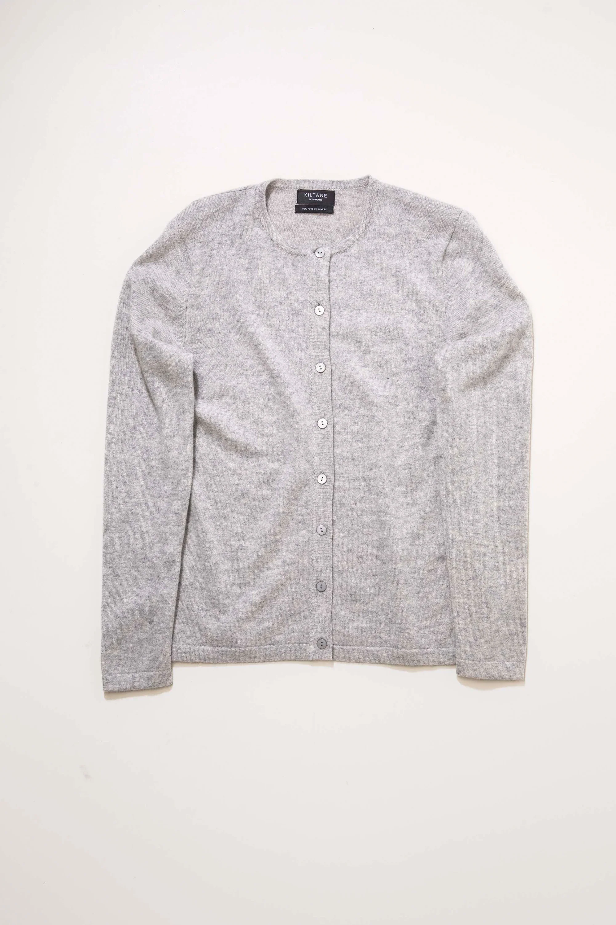 Women's Cashmere High Button Cardigan - Light Grey - Image 2