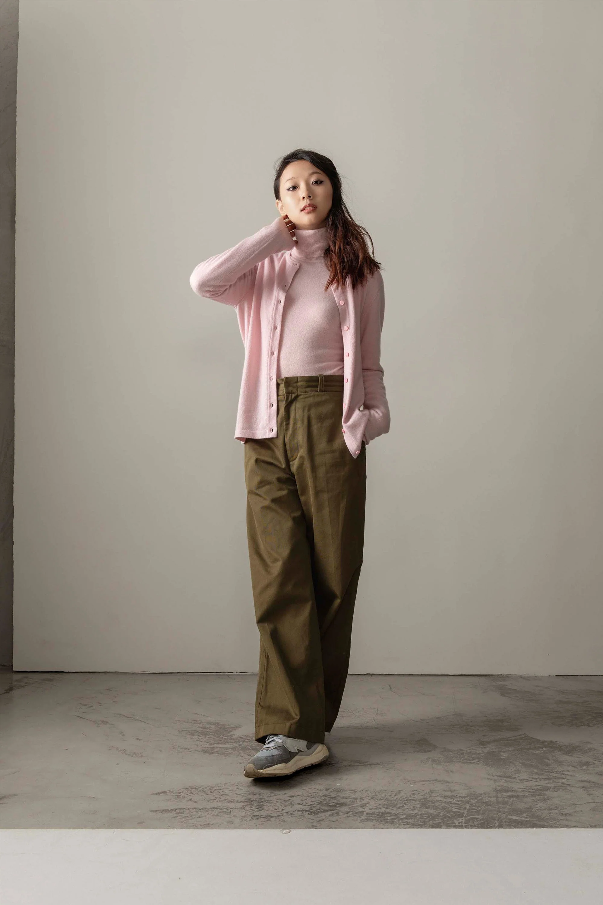 Women's Cashmere High Button Cardigan - Pale Lilac - Image 5