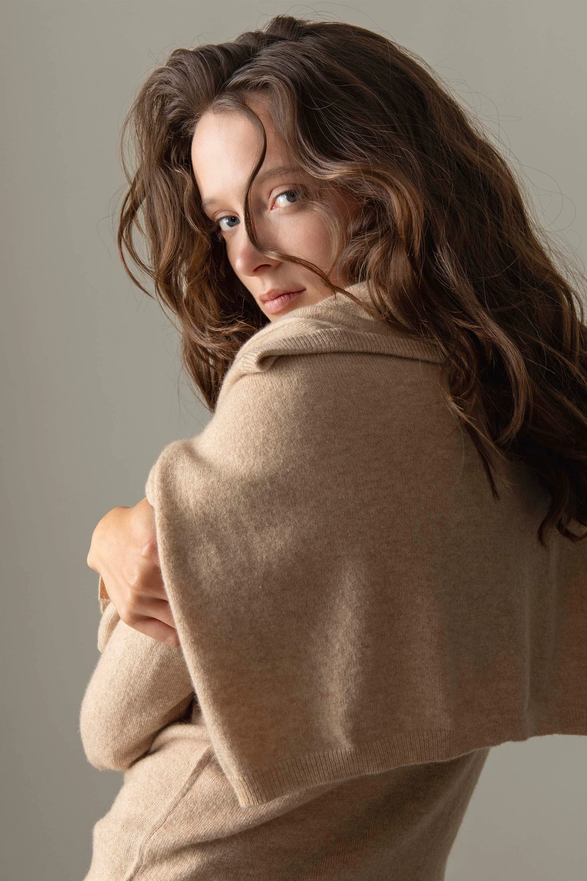 Women's Cashmere High Button Cardigan - Vicuna - Image 4