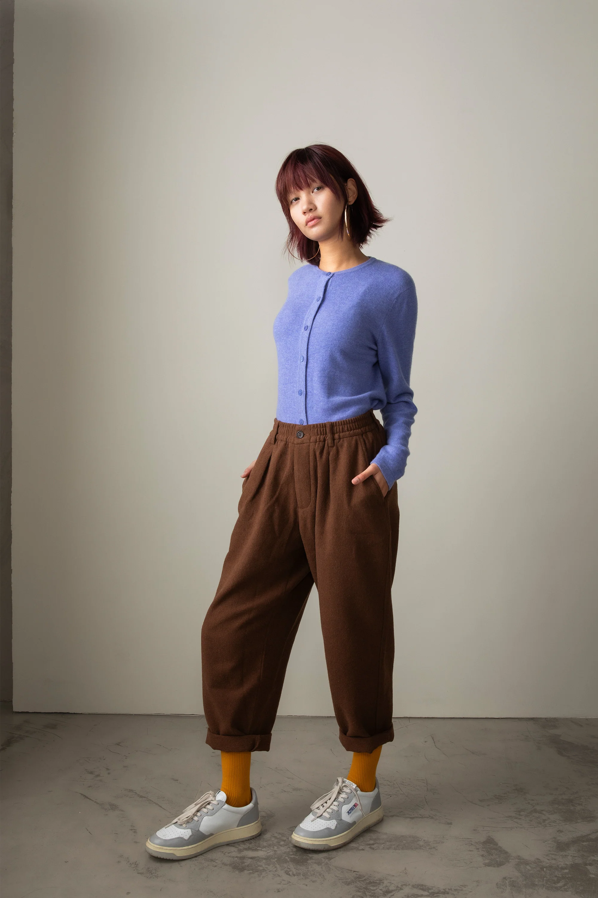 Women's Cashmere High Button Cardigan - Wisteria - Image 2