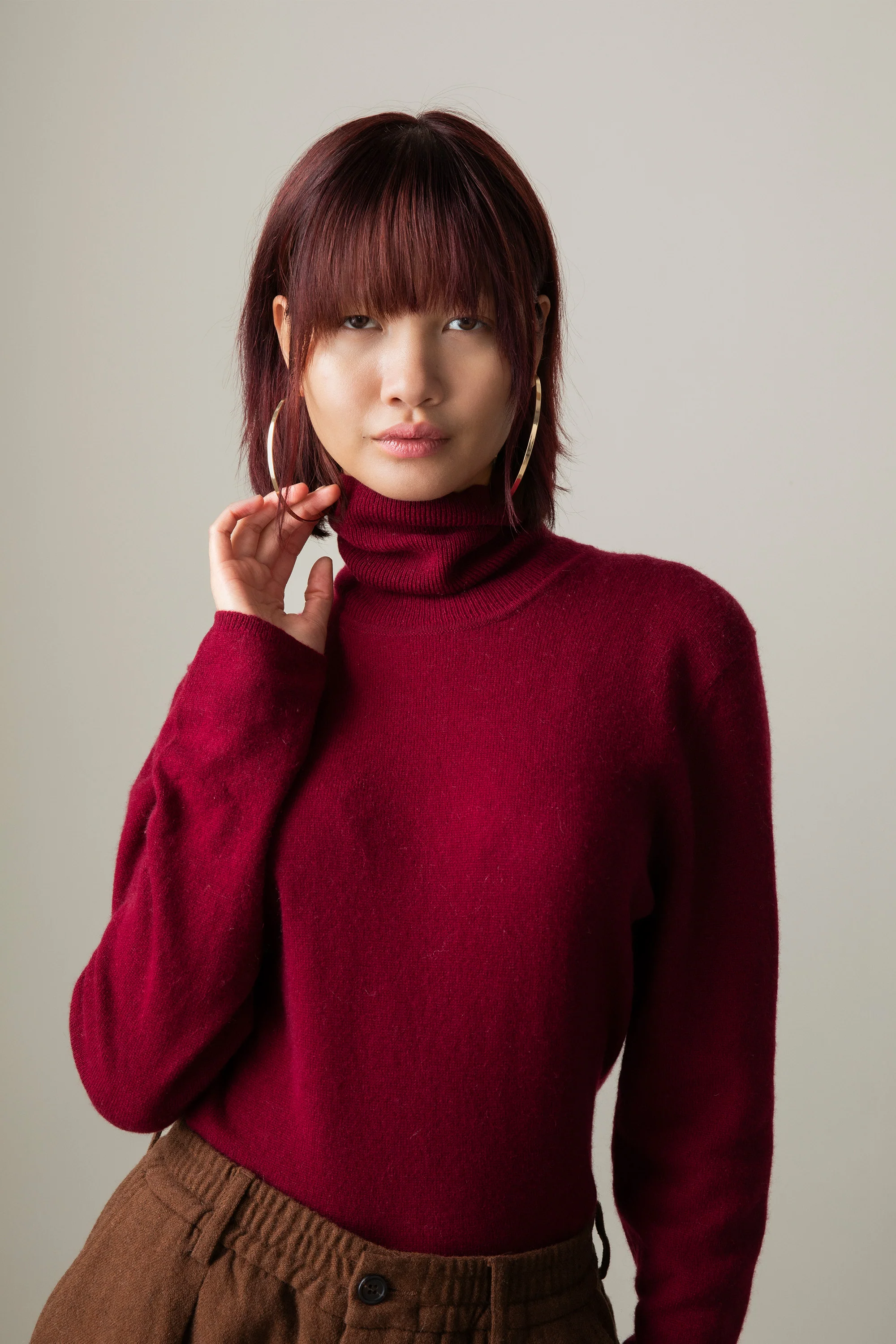 Women's Cashmere Polo Neck Jumper - Bordeaux - Image 2