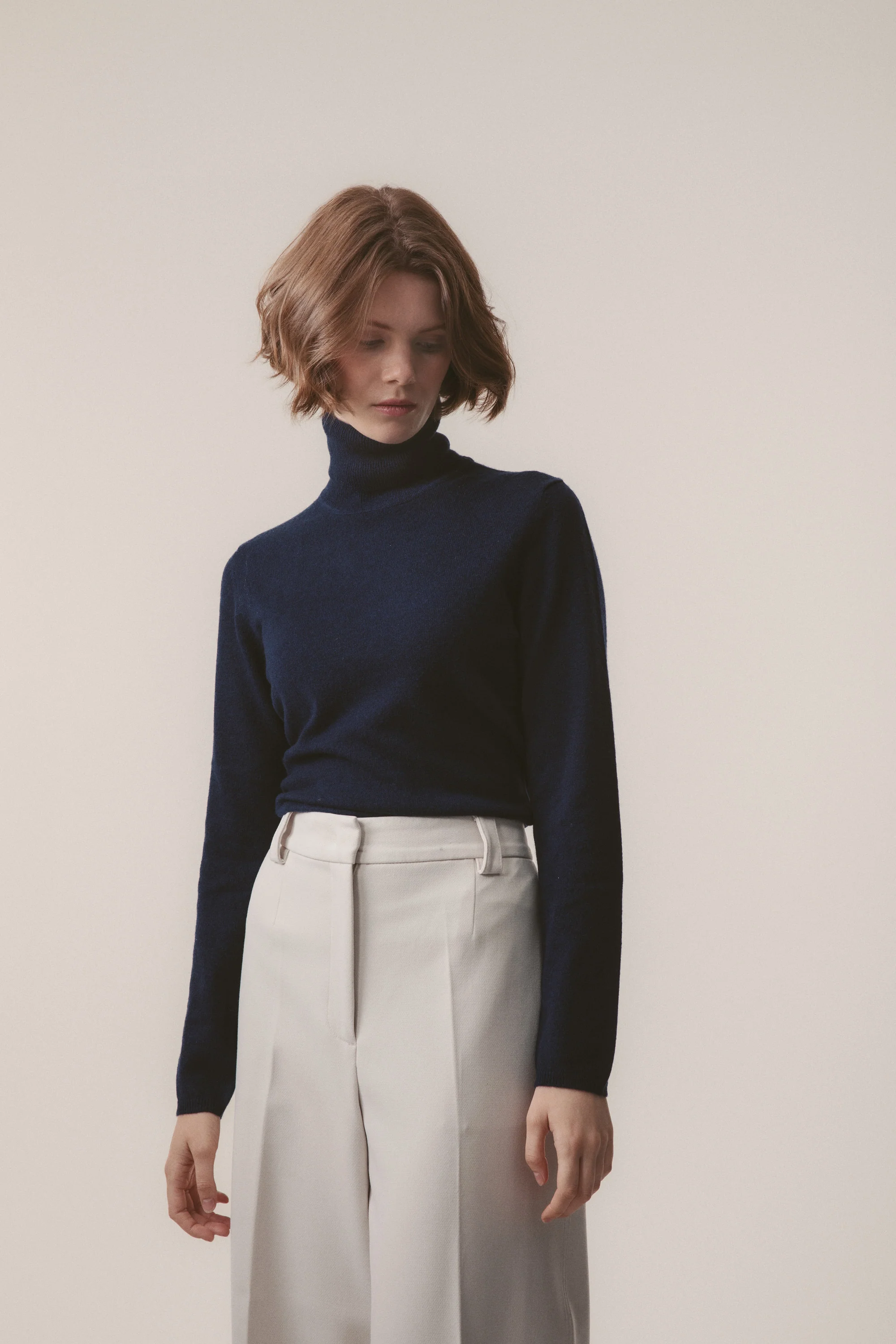 Women's Cashmere Polo Neck Jumper - Cosmos