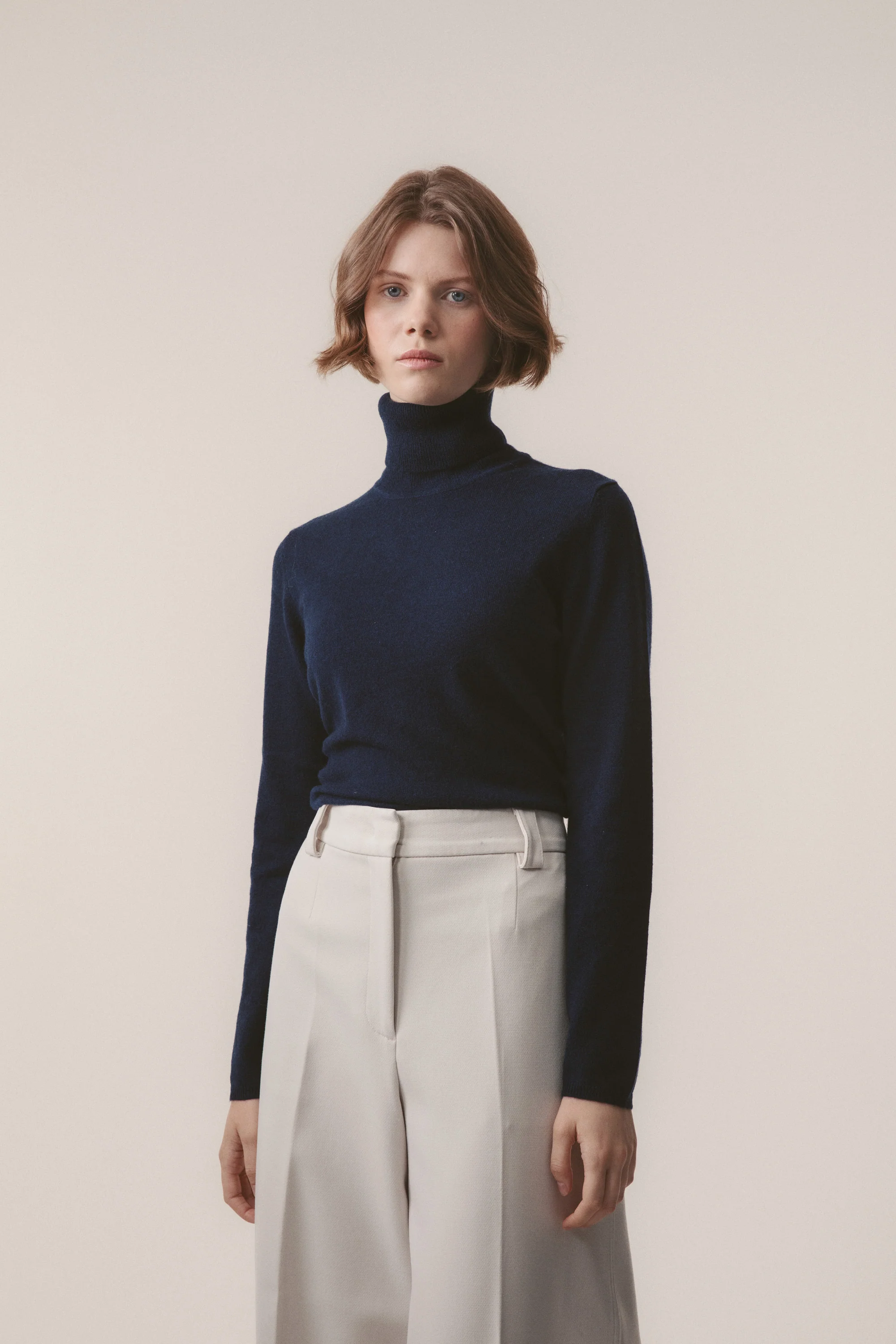 Women's Cashmere Polo Neck Jumper - Cosmos - Image 2
