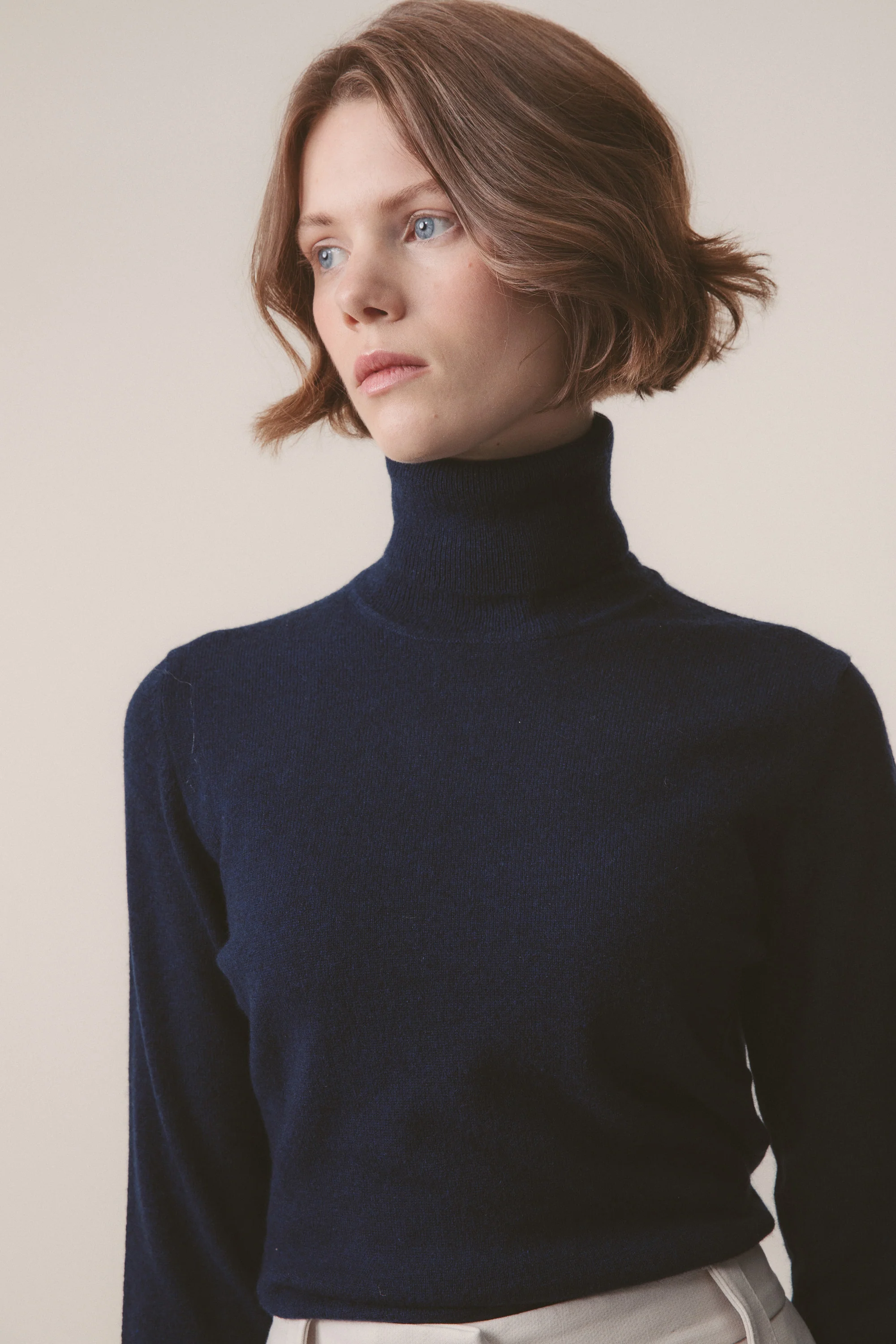 Women's Cashmere Polo Neck Jumper - Cosmos - Image 3