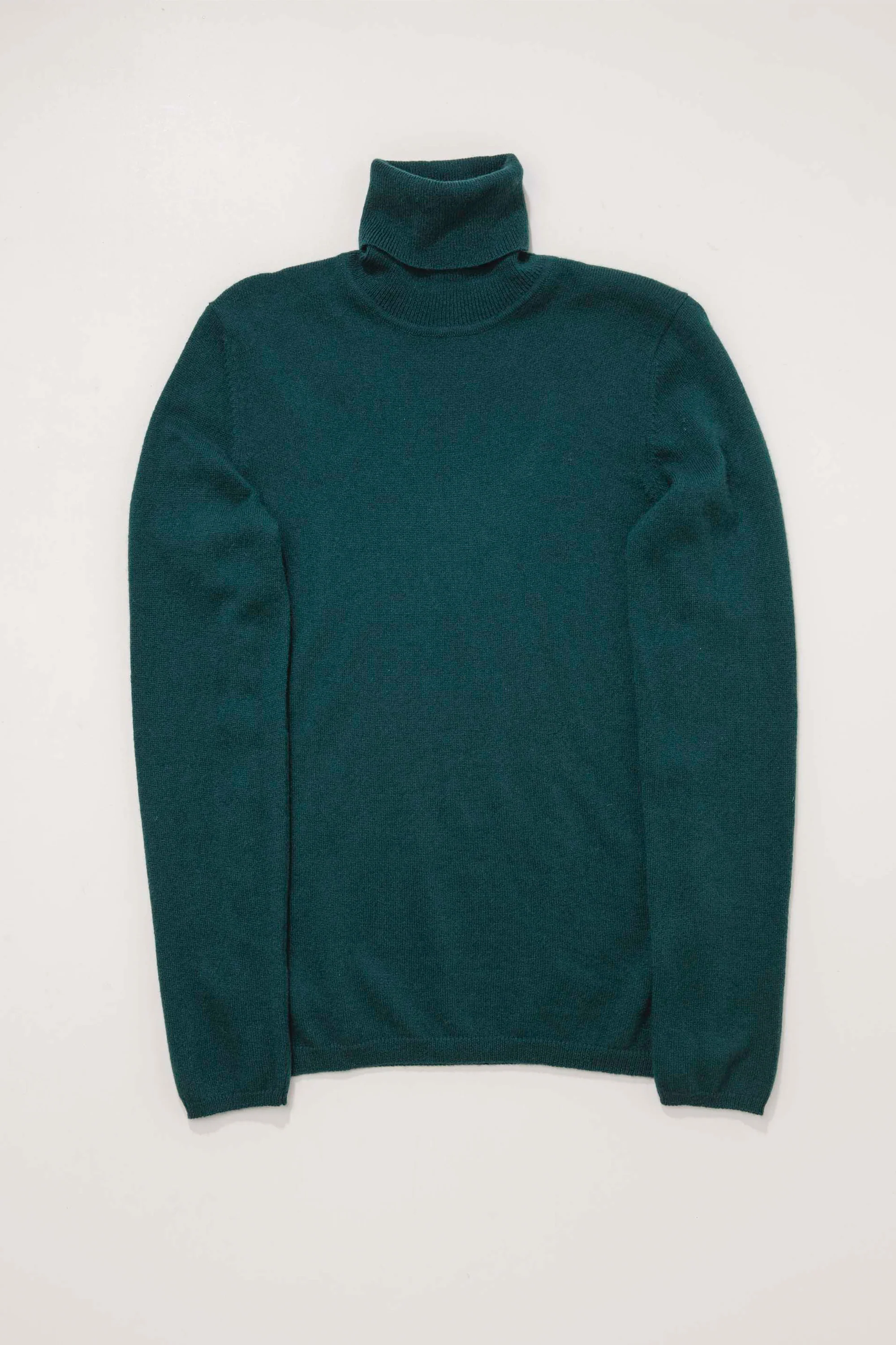 Women's Cashmere Polo Neck Jumper - Forest Green - Image 3