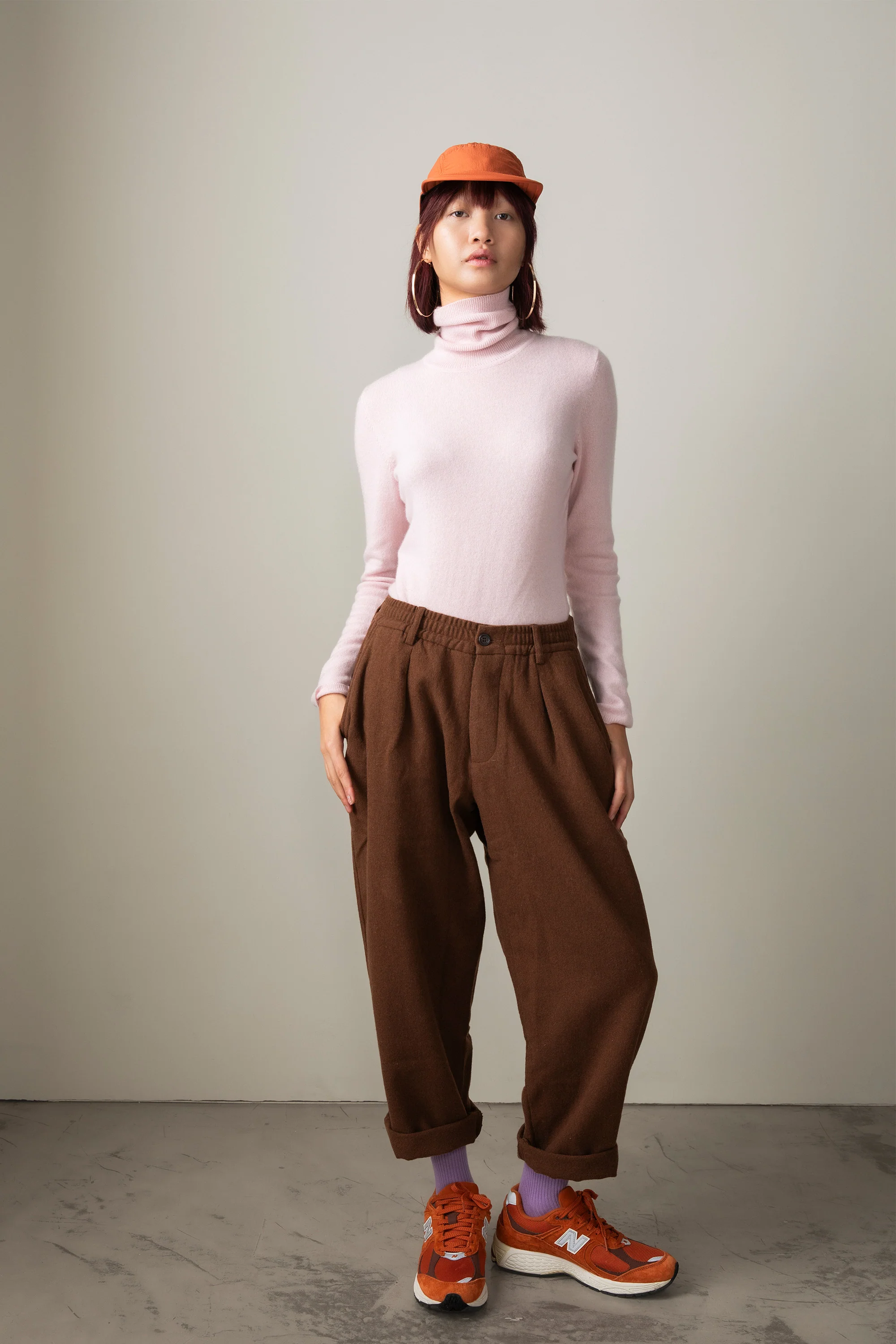 Women's Cashmere Polo Neck Jumper - Pale Lilac