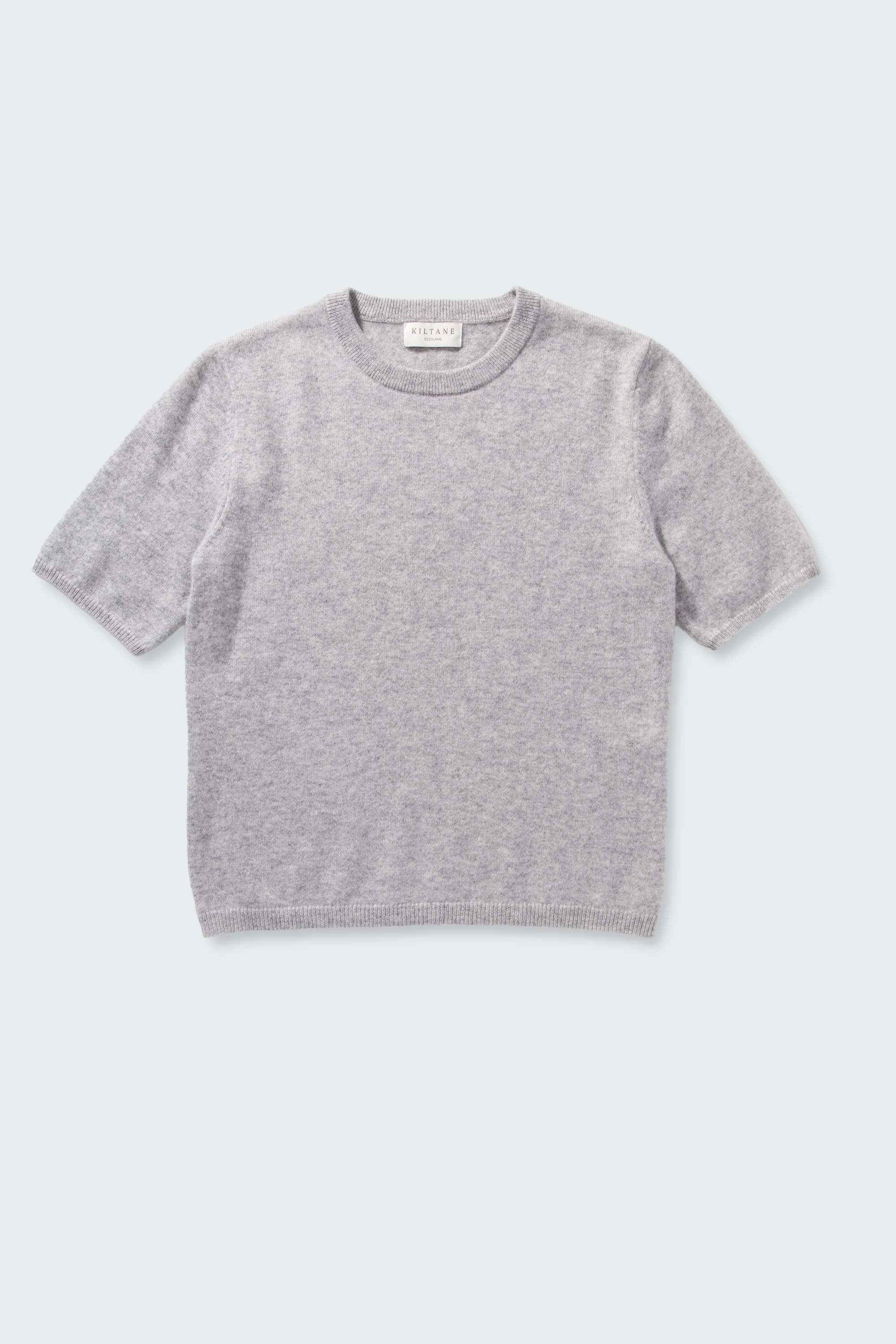 Women's Crew Neck Cashmere T-Shirt  - Light Grey - Image 6