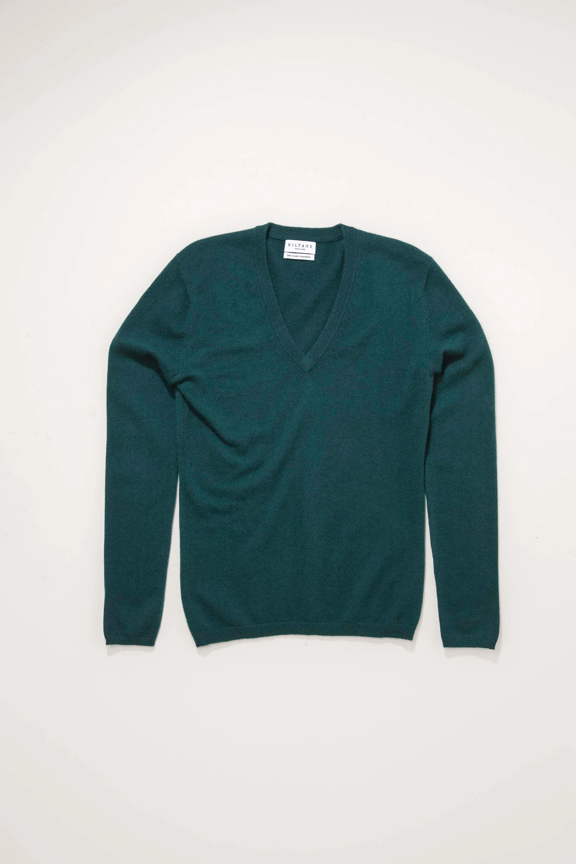 Women's Cashmere V Neck Jumper - Forest Green - Image 3