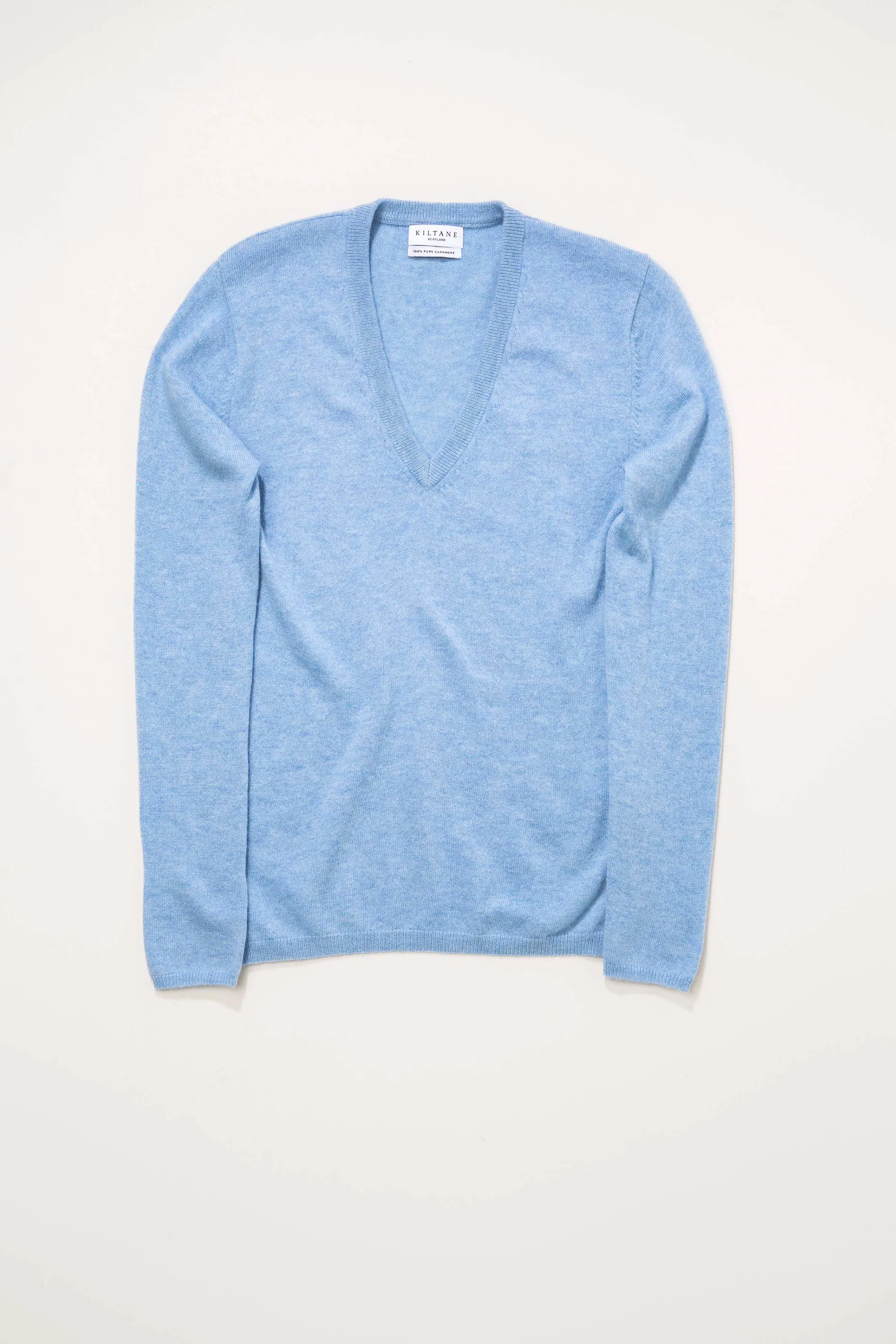 Women's Cashmere V Neck Jumper - Glacier - Image 3