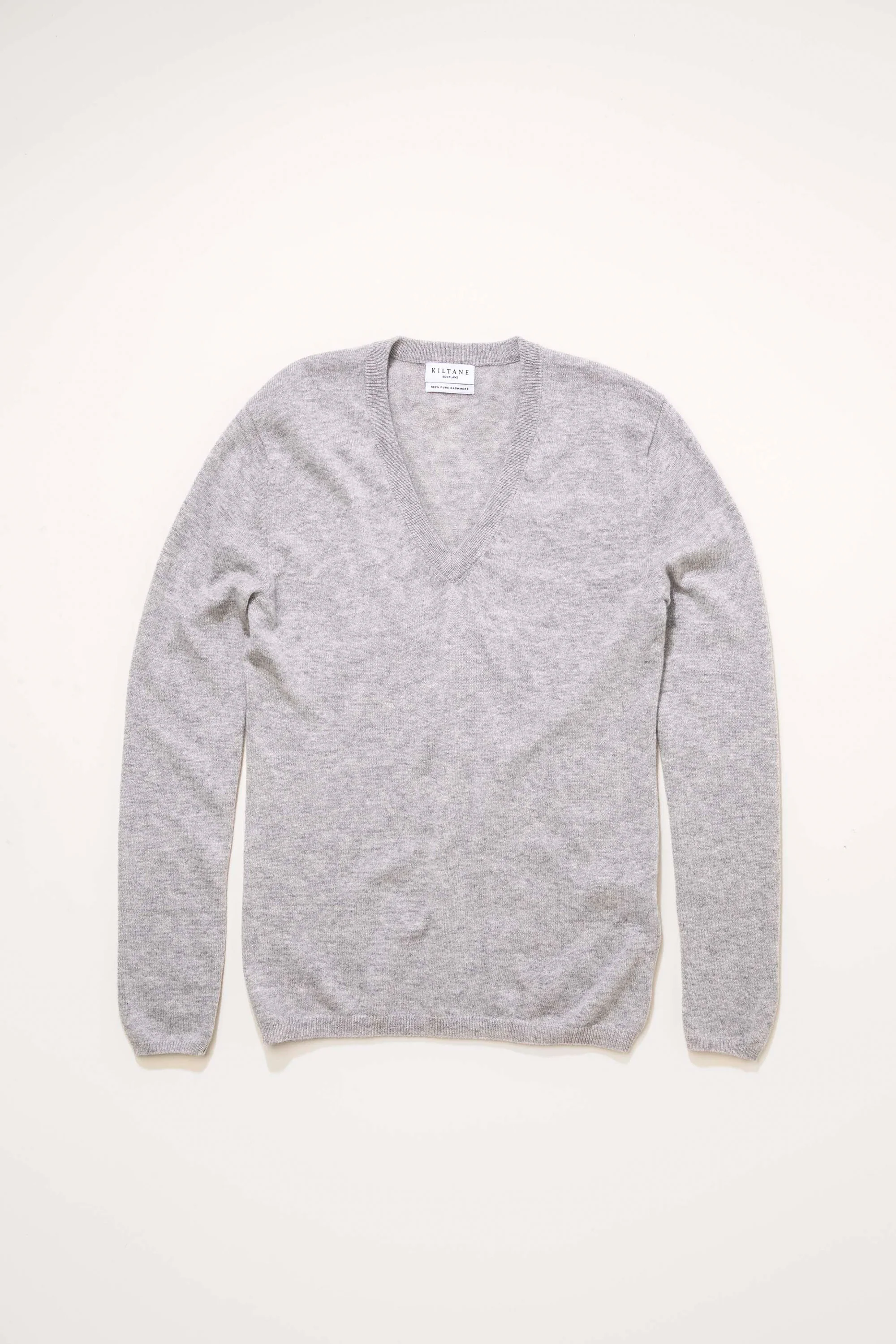 Women's Cashmere V Neck Jumper - Light Grey - Image 6