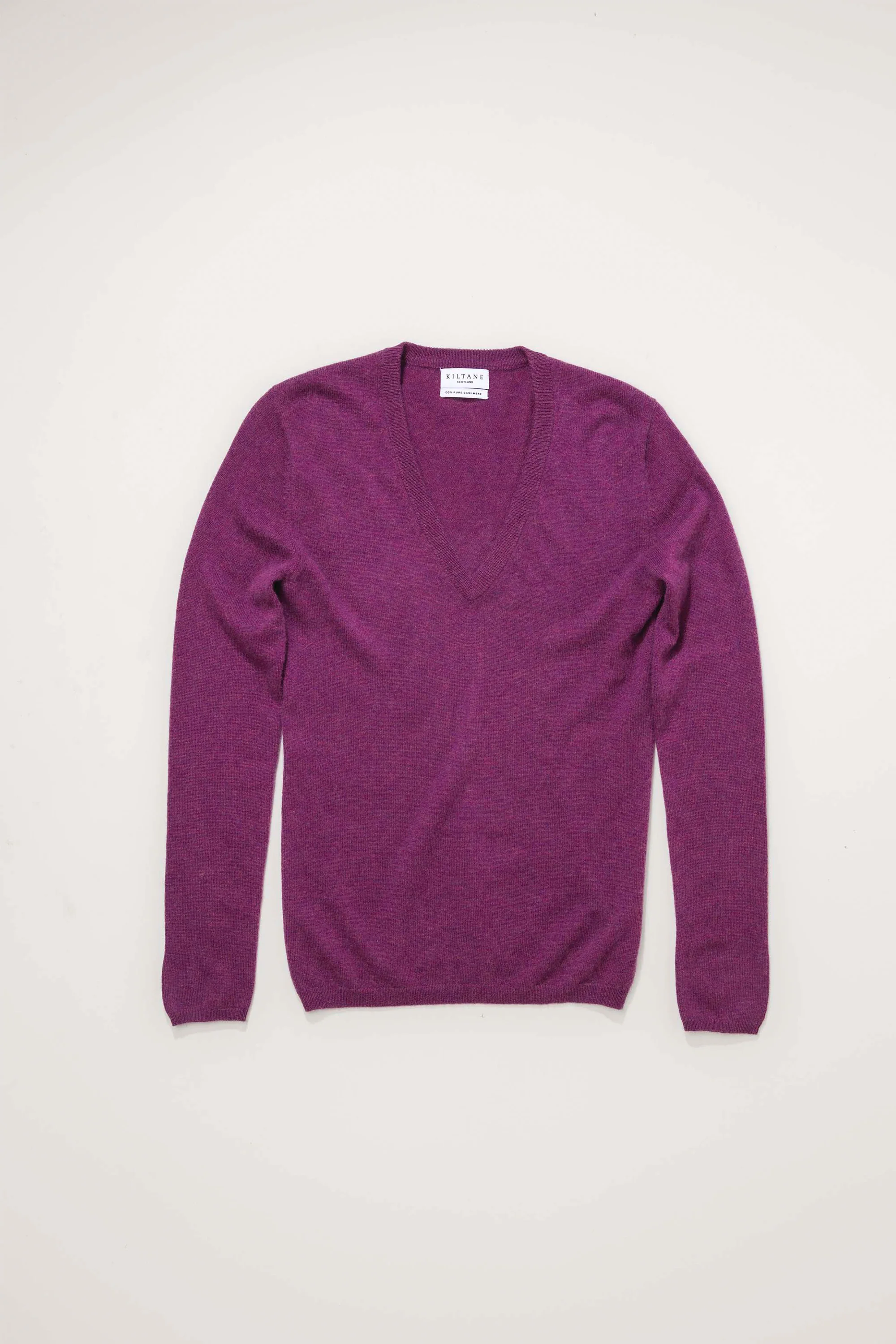 Women's Cashmere V Neck Jumper - Sloeberry - Image 3