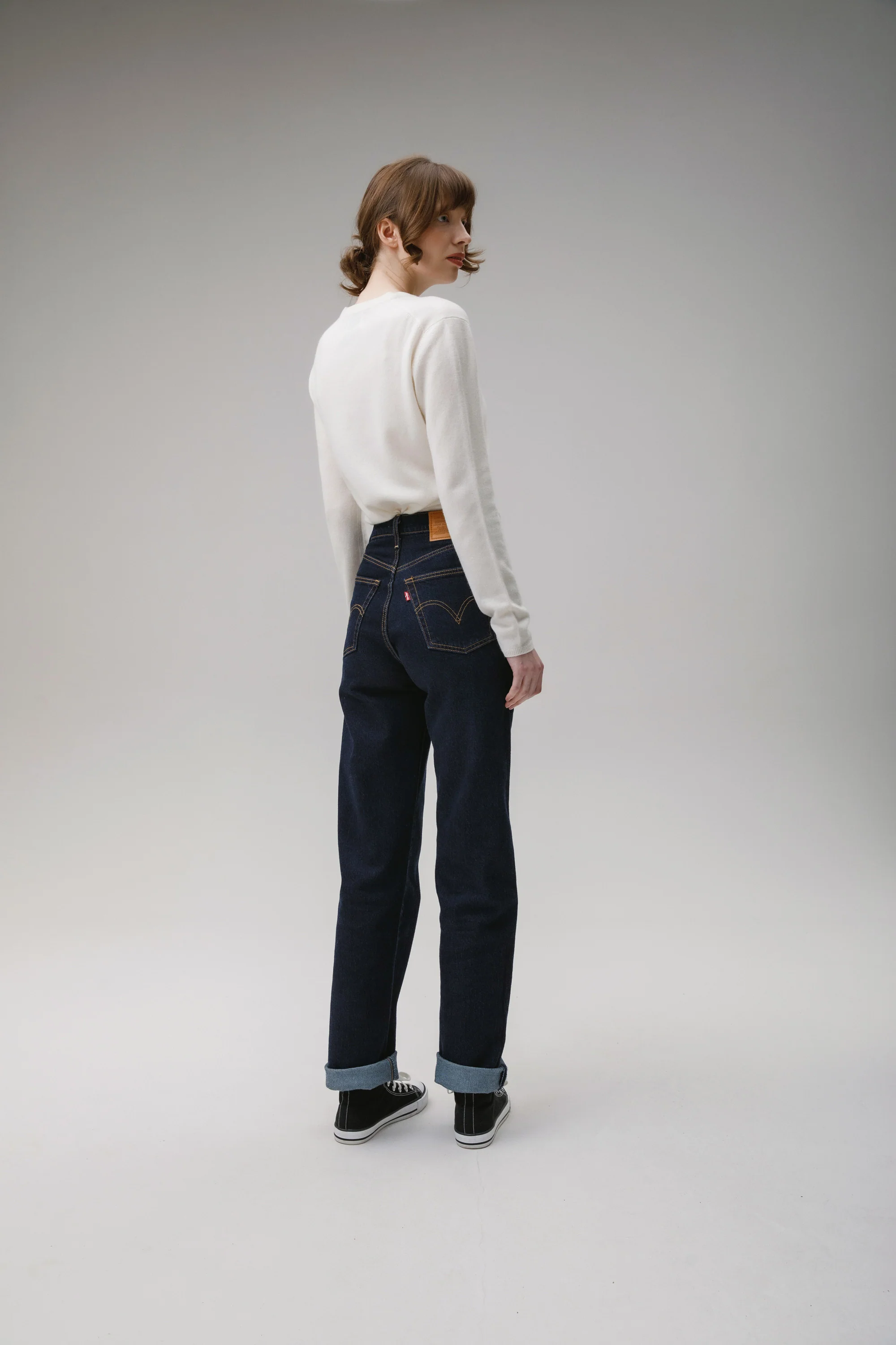 Women's Cashmere V Neck Jumper - Soft Cream - Image 2