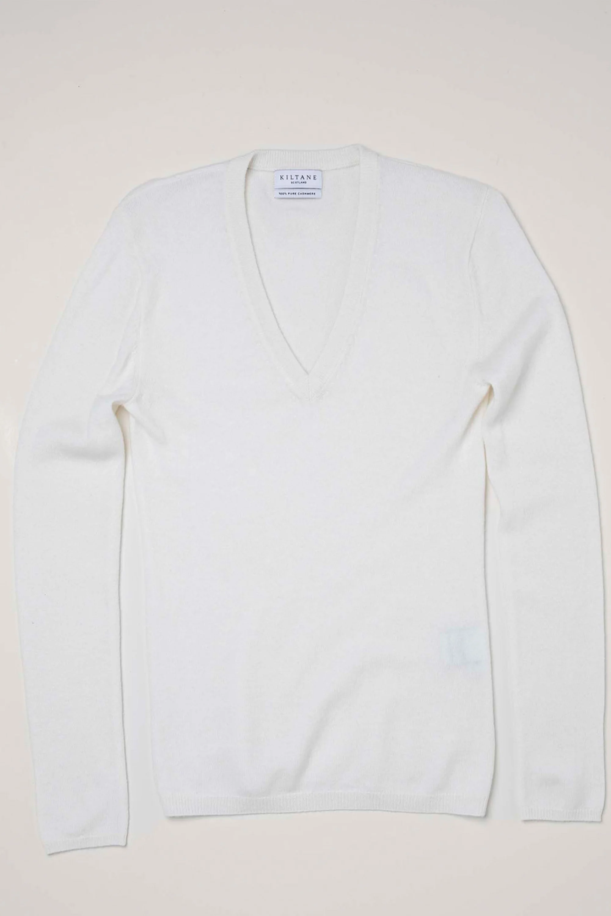 Women's Cashmere V Neck Jumper - Soft Cream - Image 6