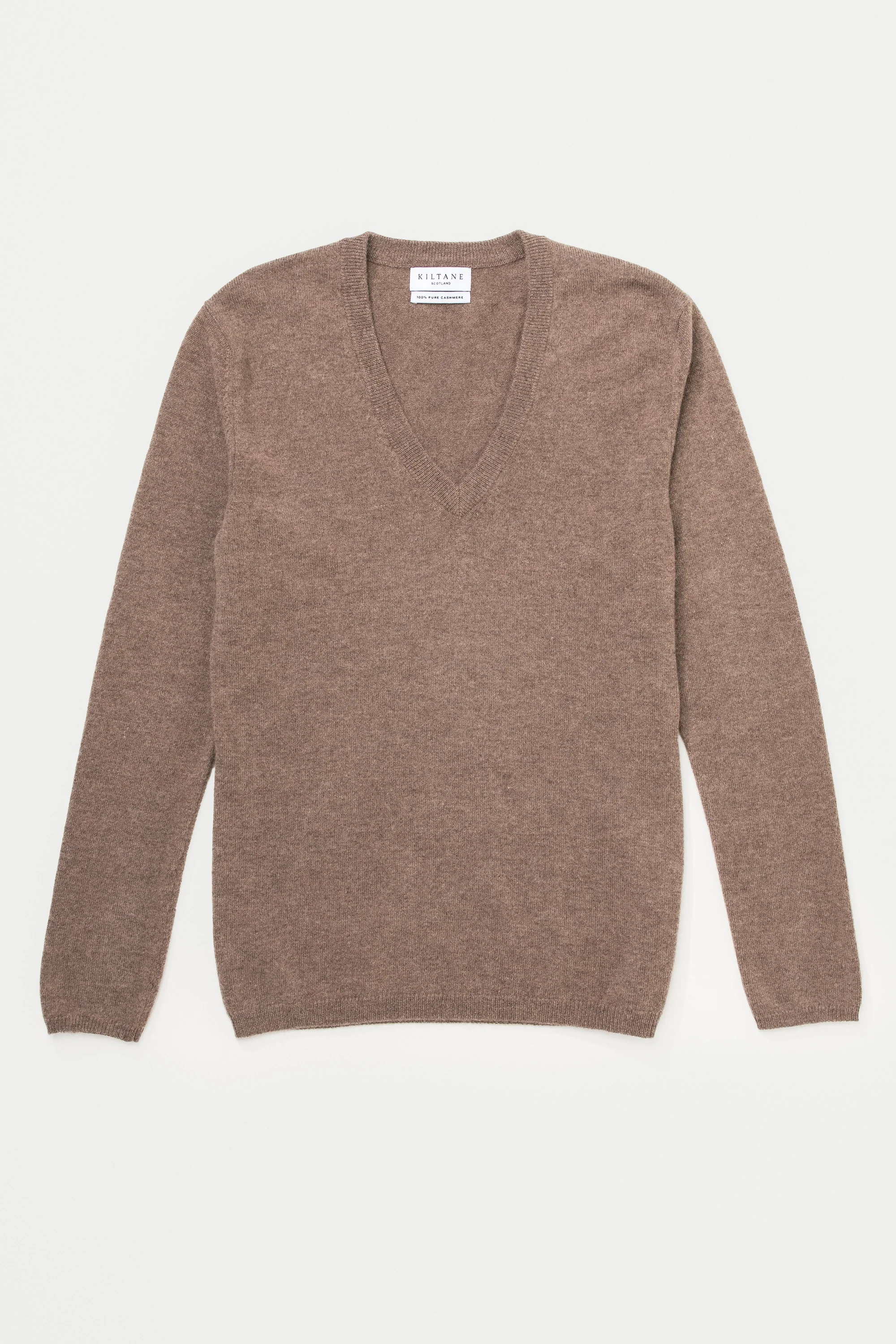 Women's Cashmere V Neck Jumper - Squirrel - Image 6