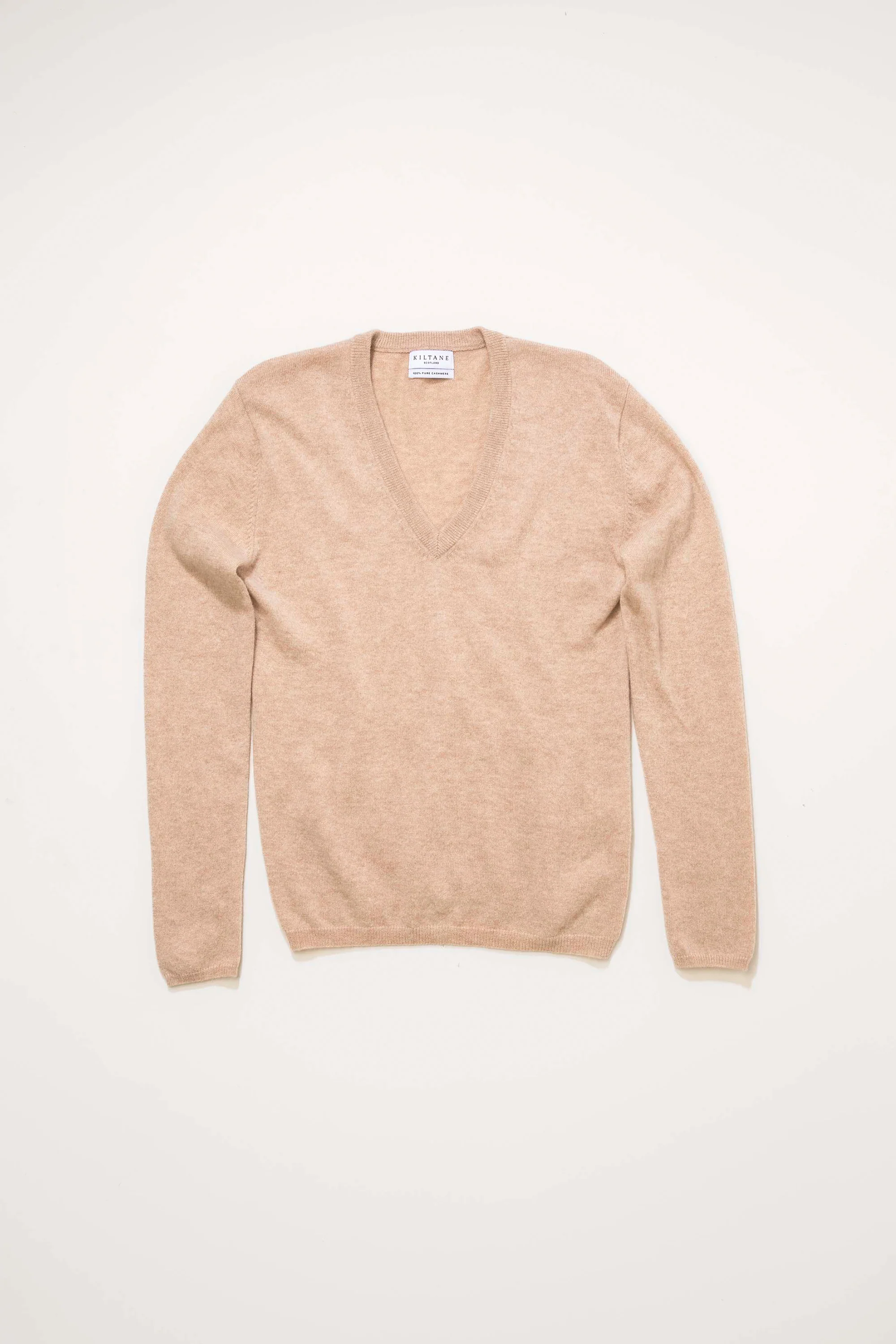 Women's Cashmere V Neck Jumper - Vicuna - Image 9