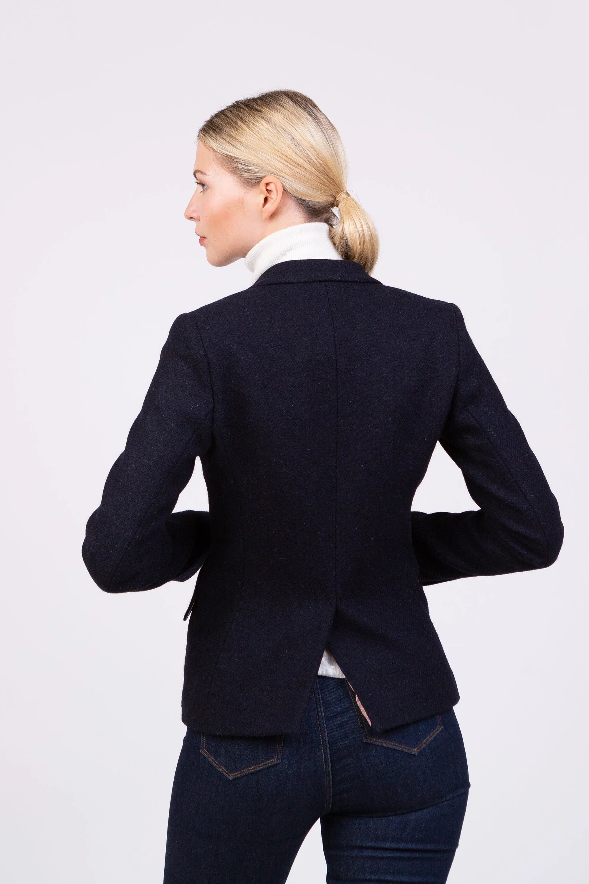 Women's Harris Tweed Claire Blazer - Dark Navy Twill Solid - Image 3