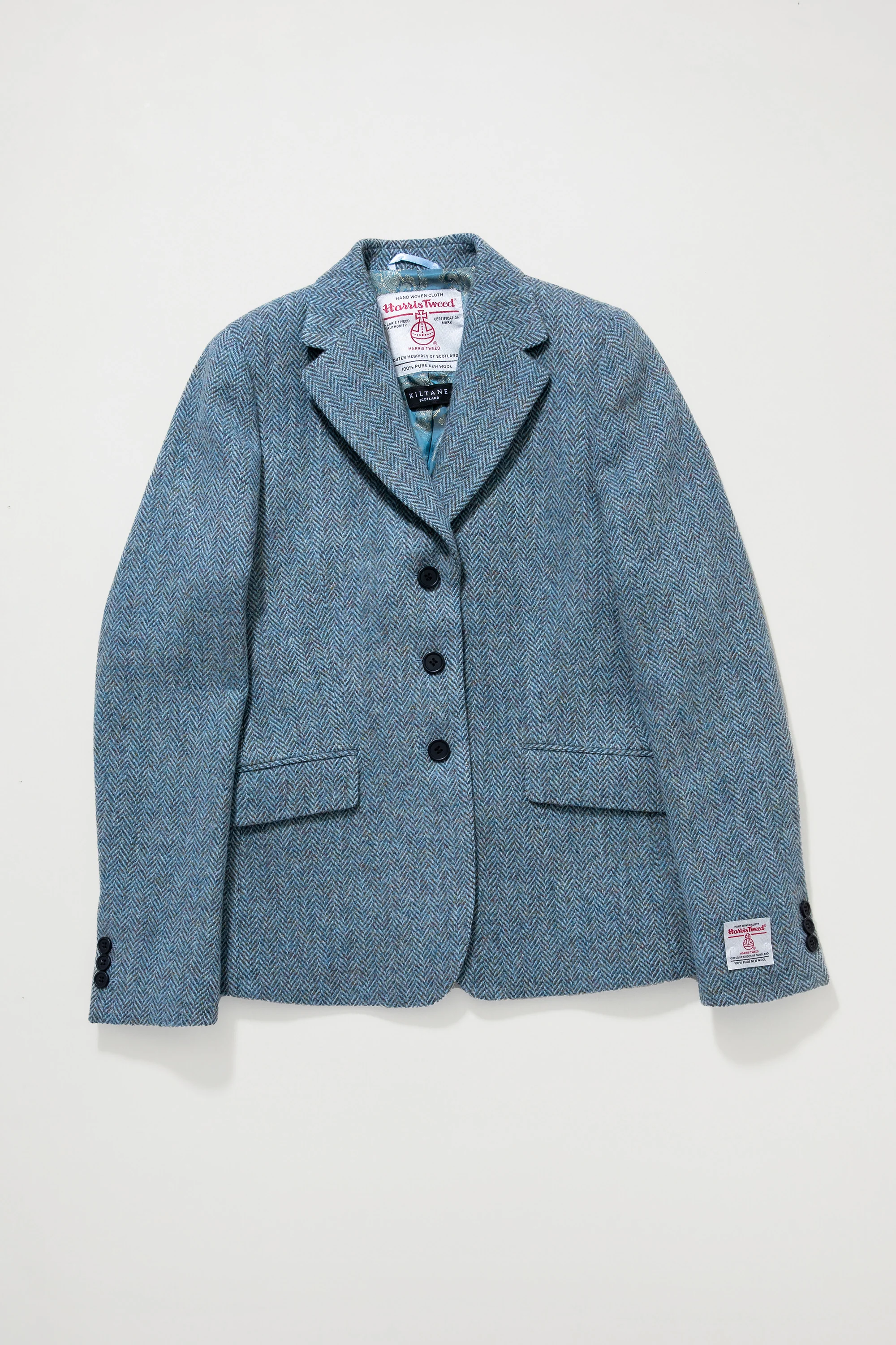 Women's Harris Tweed Claire Blazer - Light Blue Herringbone Mix - Image 3