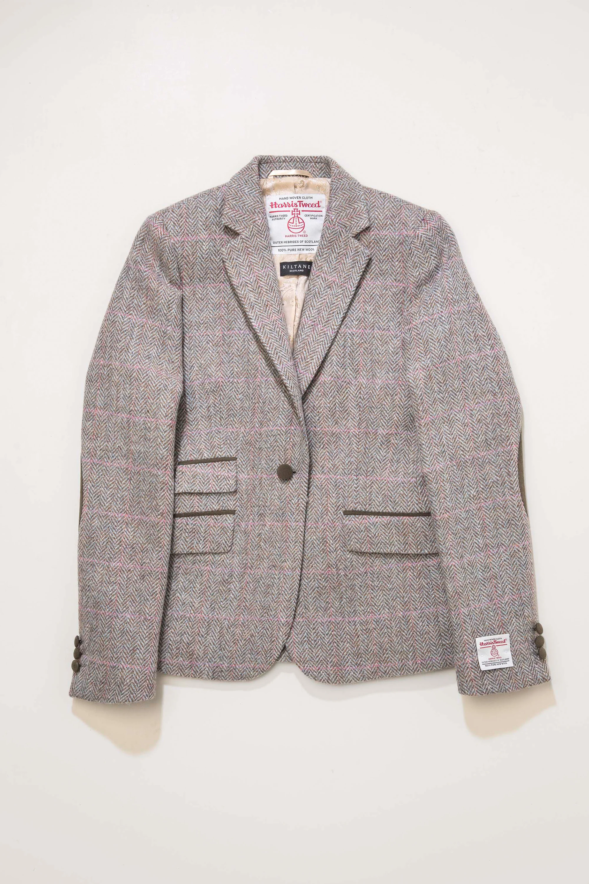 Women's Harris Tweed Janice Blazer - Blue Beige Pink Windowpane - Image 3