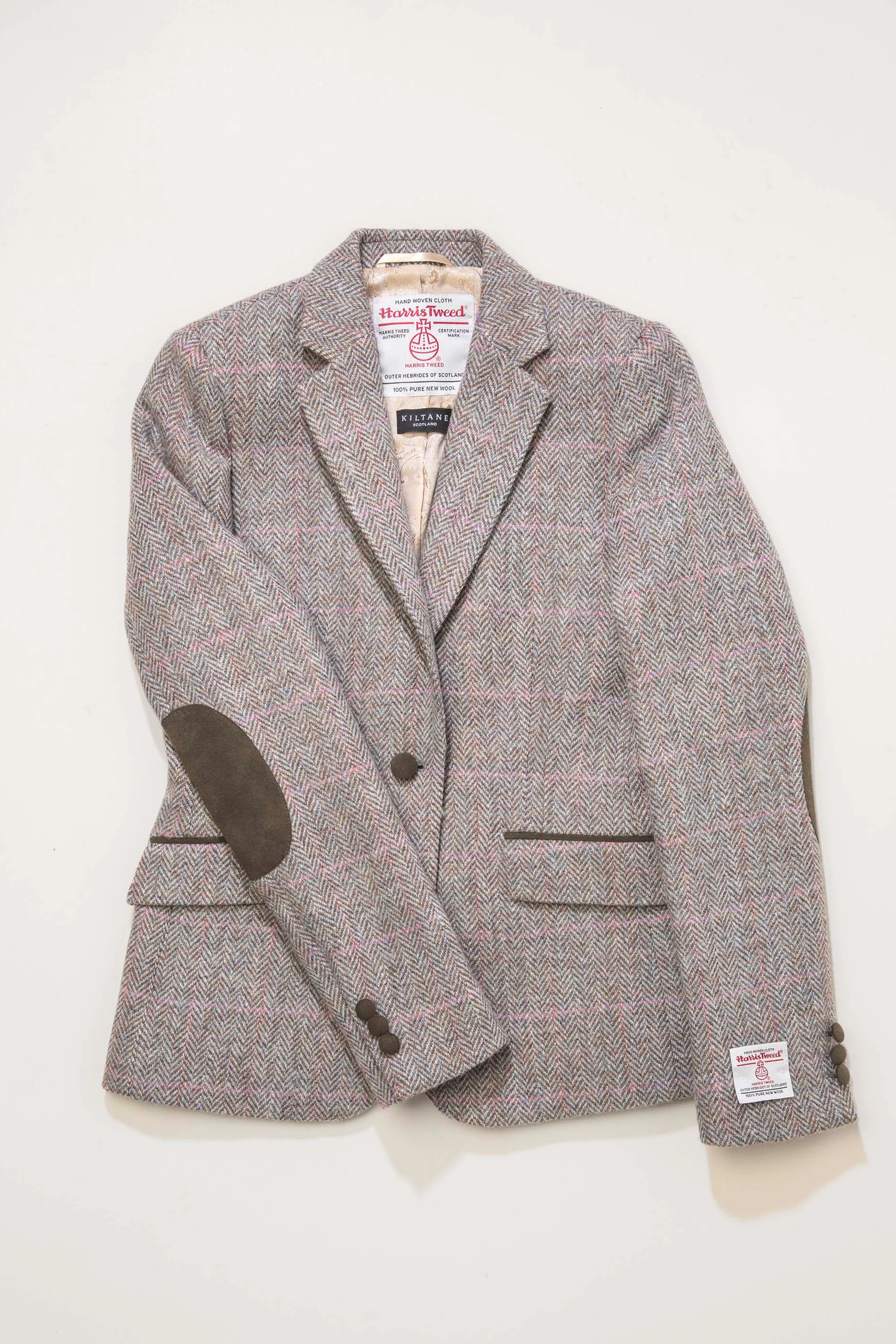 Women's Harris Tweed Janice Blazer - Blue Beige Pink Windowpane - Image 4