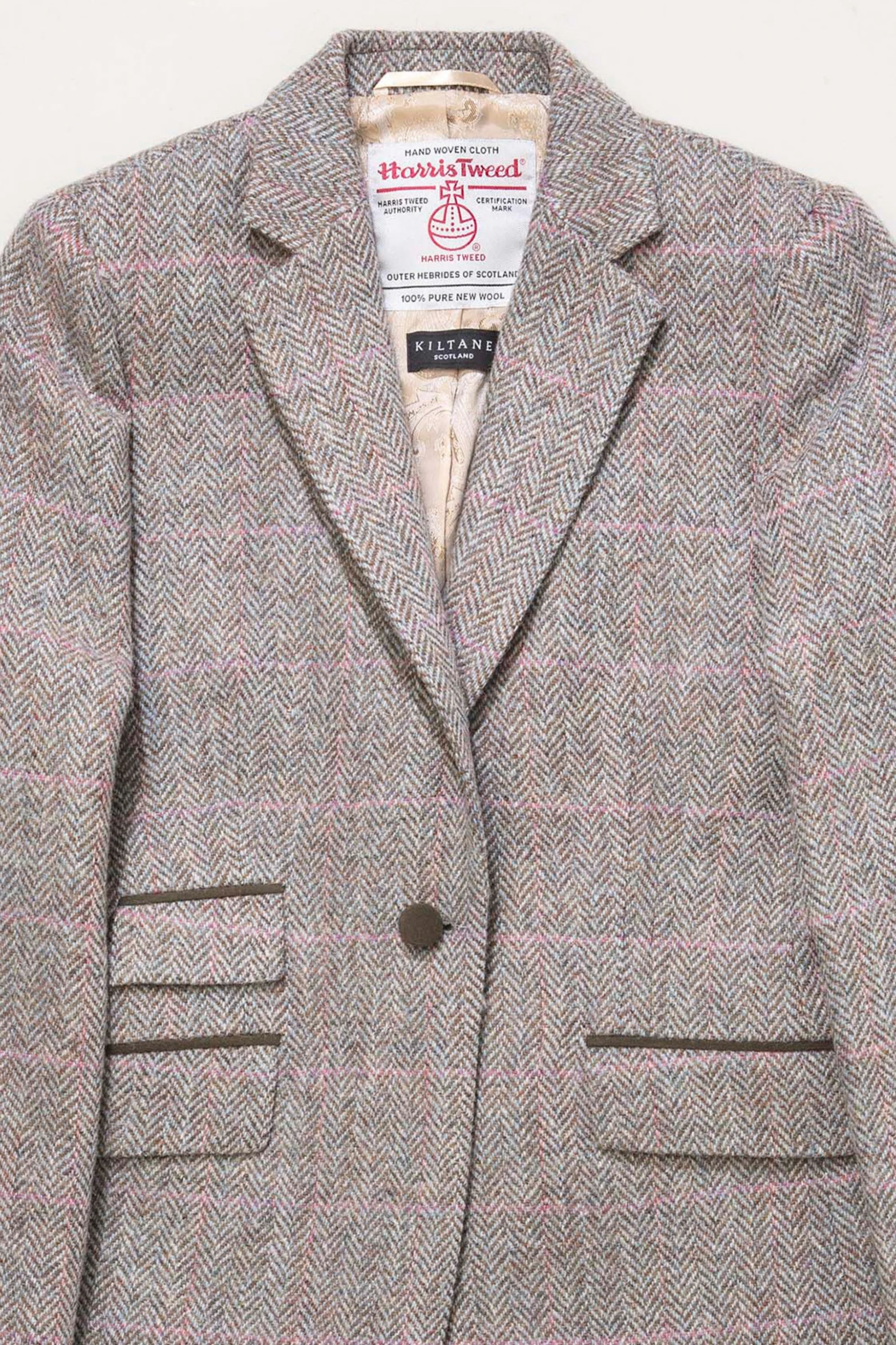 Women's Harris Tweed Janice Blazer - Blue Beige Pink Windowpane - Image 5